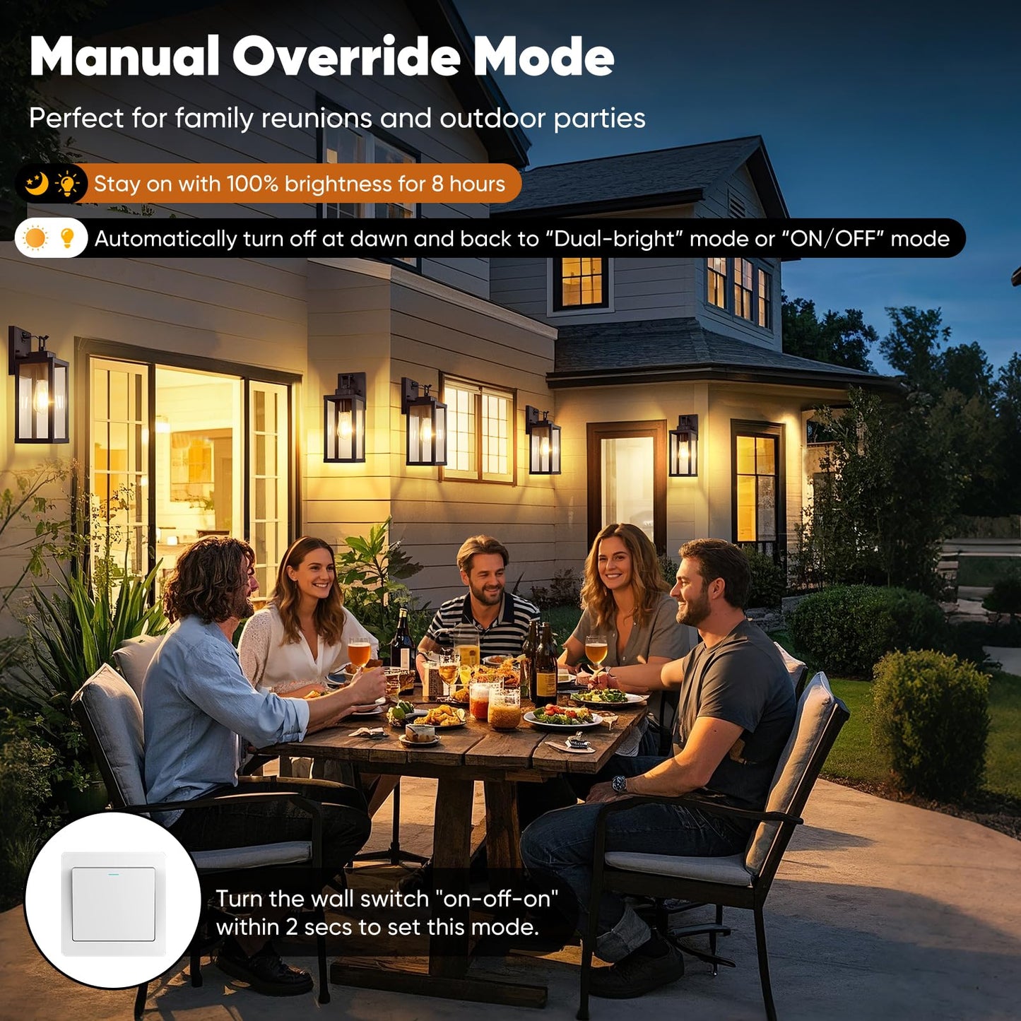 Beslowe 14  Upgraded Motion Sensor Outdoor Wall Lights  Dusk To Dawn Porch Lights Outdoor Wall Sconces  3 Lighting Modes Exterior Lighting Fixtures With Hooks  Brown Outside Lights For House  2-Pack
