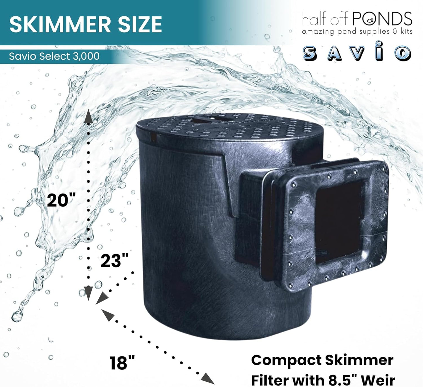 HALF OFF PONDS Savio Select 3,000 GPH Submersible Pump Pond Kit with 10' x 15' PVC Plastic Pond Liner for Water Garden & Koi Pond