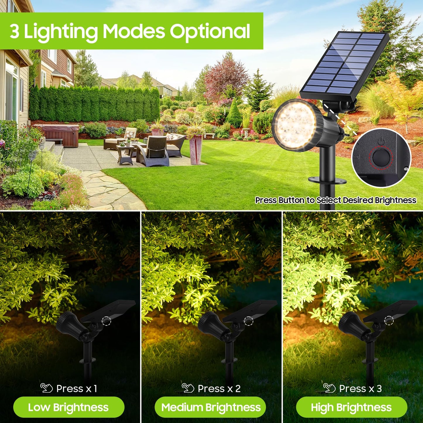 6-Pack Solar Spot Lights For Outside  Solar Powered Lights With 30Leds & 3 Modes  Outdoor Solar Light Waterproof  Dusk To Dawn Solar Landscape Lighting For Yard Garden Tree Flag Sculpture(Warm White)