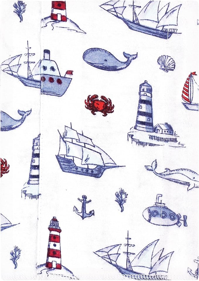 Luvable Friends Hudson Baby Flannel Burp Cloths 4pk, Coastal Lighthouse