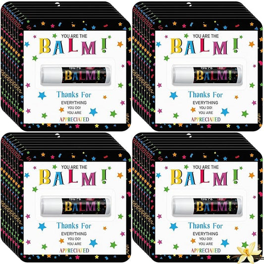 45 Pack Christmas Employee Appreciation Gift Bulk Lip Balm Teacher Staff Team Xmas Thank You Gifts You're the Balm Thanksgiving Party Favors Christmas Stocking Stuffers for Women Men Volunteer