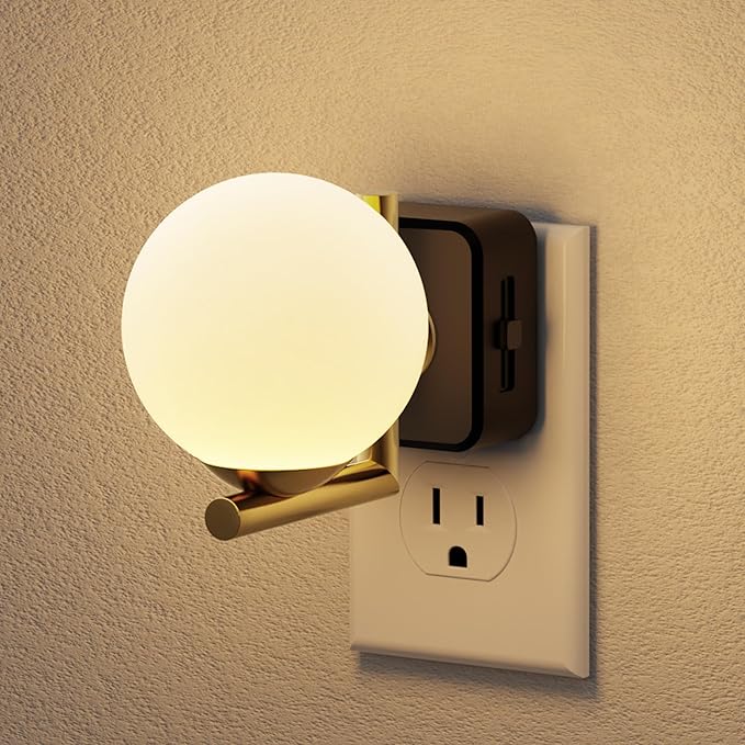 JandCase LED Night Light, 3000K Warm Night Lights Plug into Wall, 0-100LM Dimmable Night Lights with Dusk to Dawn Light Sensor, 180° Rotatable Plug in Nightlights for Bathroom, Bedroom, Hallway
