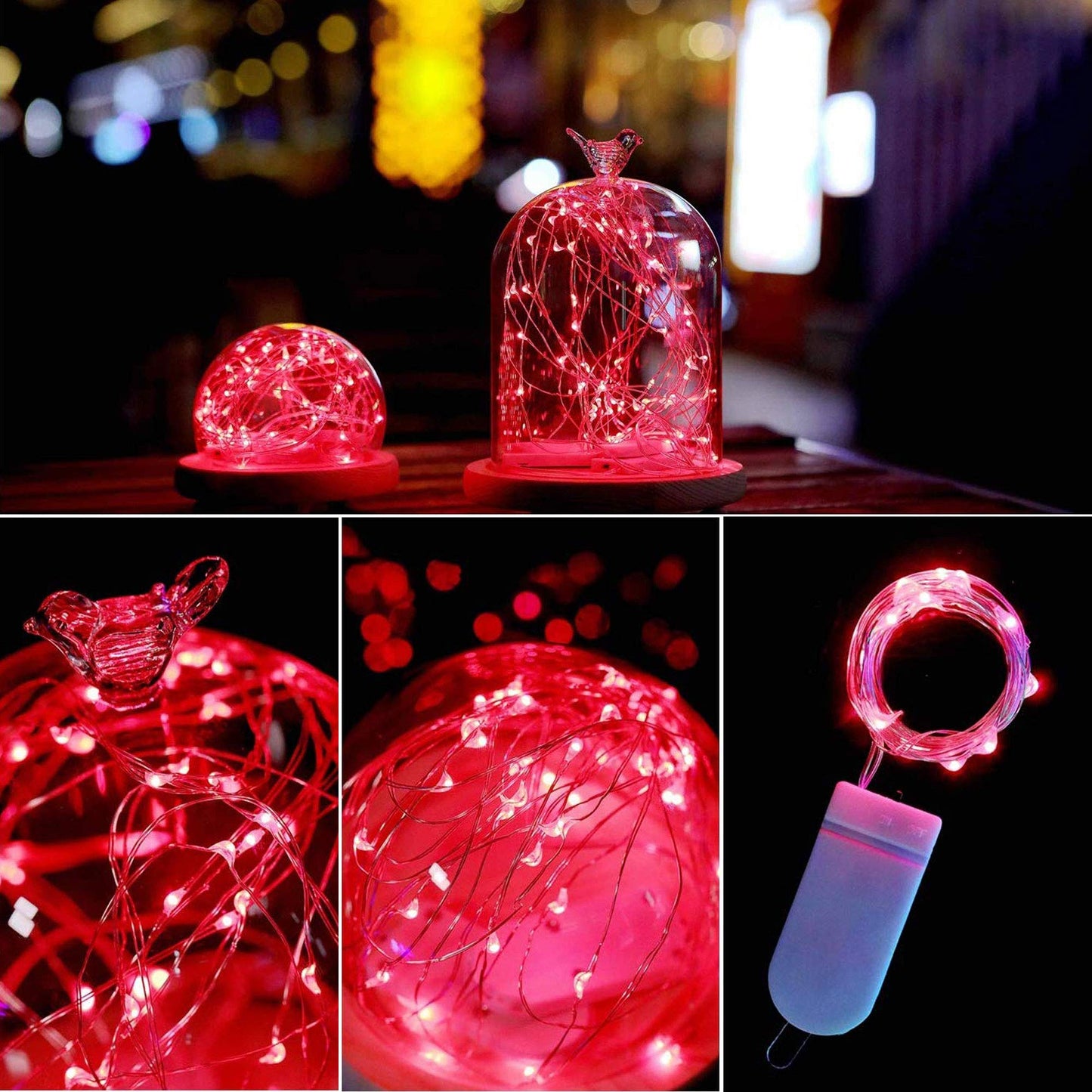 Yjfwal 16 Pack Fairy Lights, 10.2Ft Battery Operated, 30 Leds, Copper Wire, Red - Perfect For Diy Wedding, Party, Christmas Tree Decoration