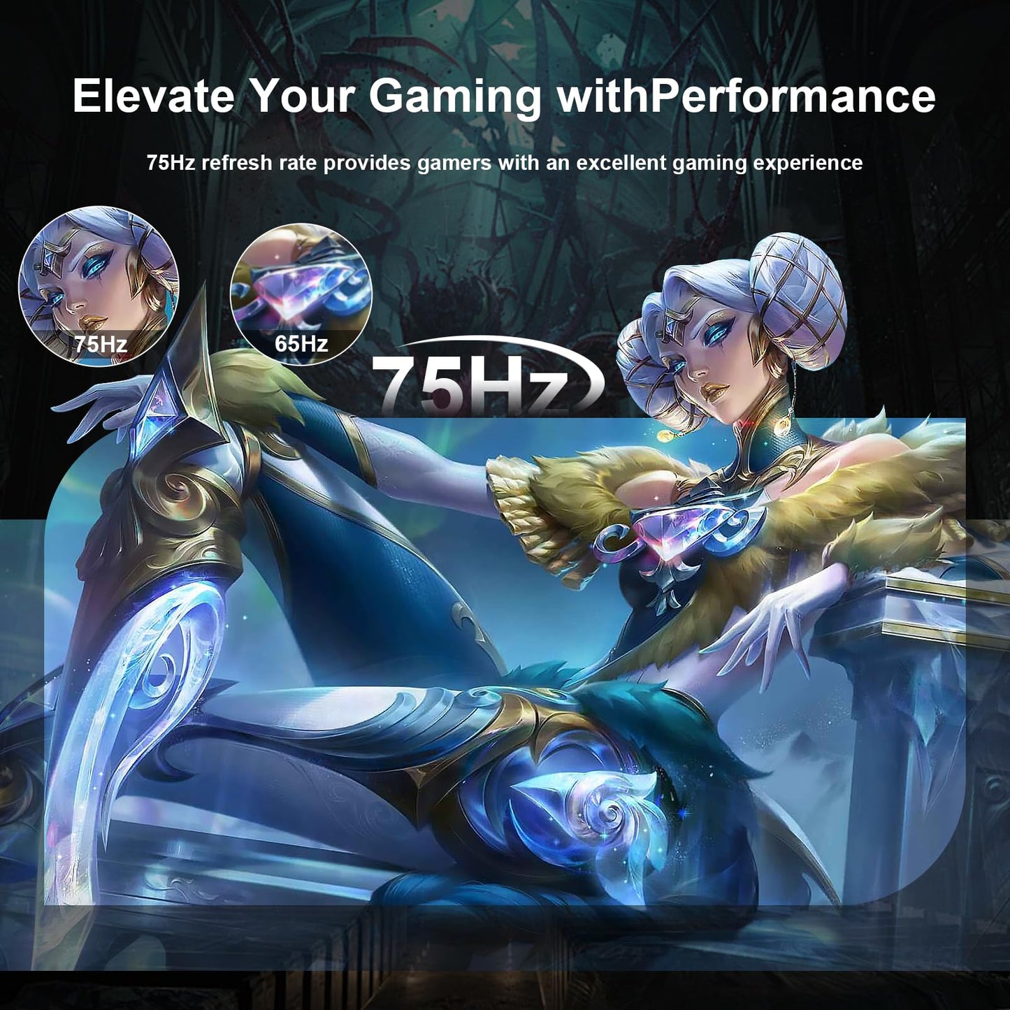 DJiEX 24 inch Gaming Computer Monitor FHD 1920x1080p 75Hz Refresh Rate 16:9 Aspect Ratio Ergonomic Tilt Sync Visual Experience for Work & Play Home Office Support Wall Mount Install（75 * 75mm）
