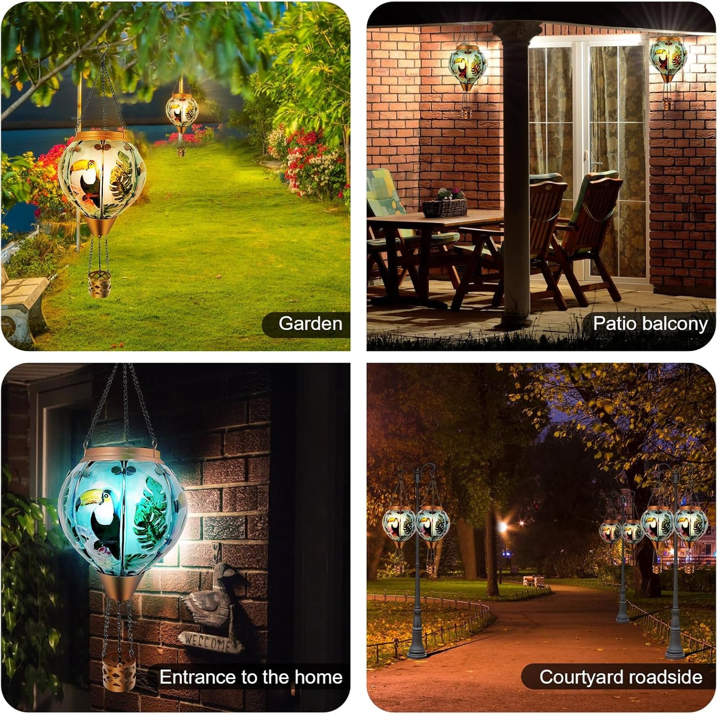 Hot Air Balloon Solar Lantern with Flickering Flame Outdoor Waterproof Decorative Hanging Light for Garden,PatioYard,Party and Christmas Decoration