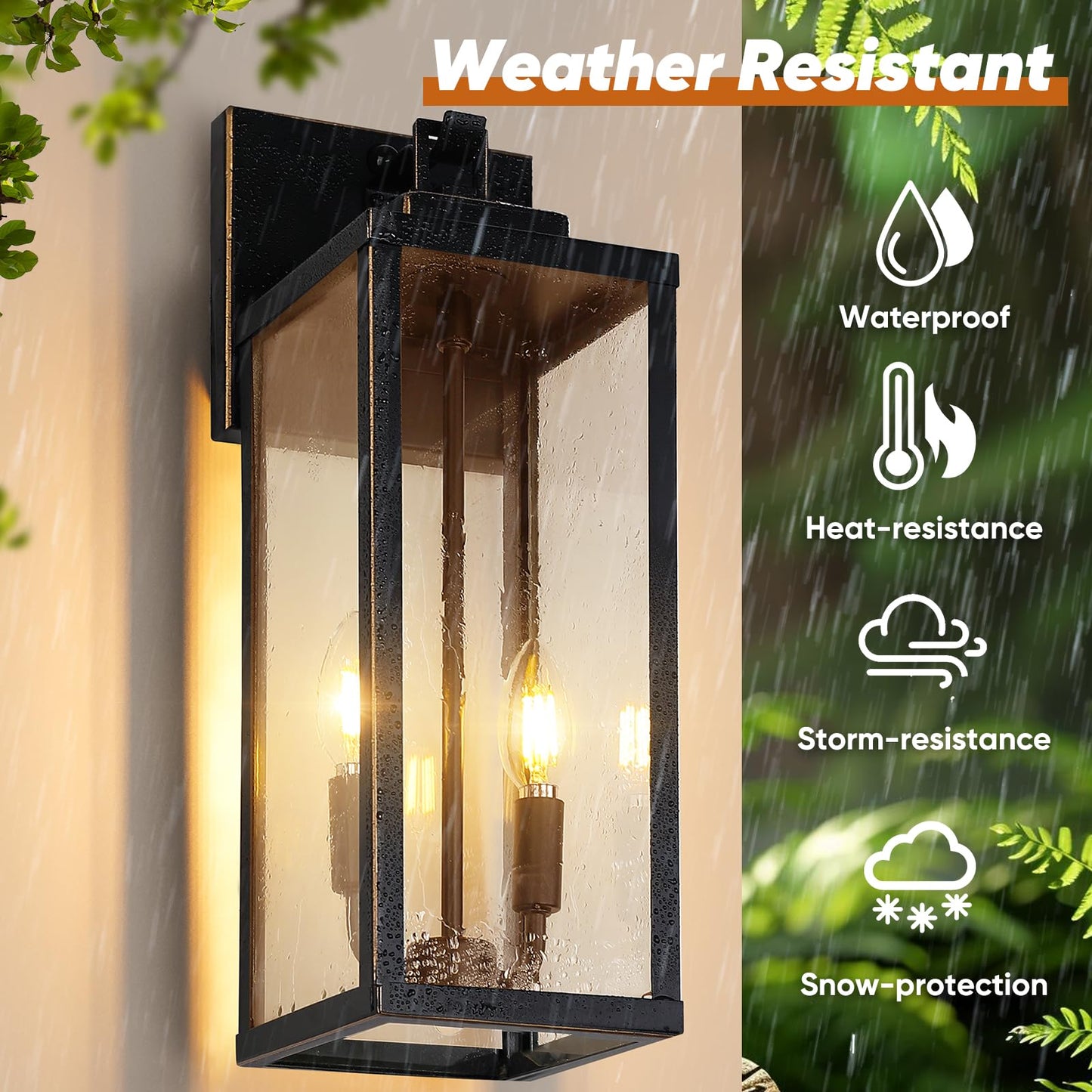 Beslowe 18  Upgraded Motion Sensor Outdoor Wall Lights  Dusk To Dawn Porch Lights Outdoor Wall Sconces  3 Lighting Modes Exterior Lighting Fixtures With Hooks  Bronze Outside Lights For House  2-Pack