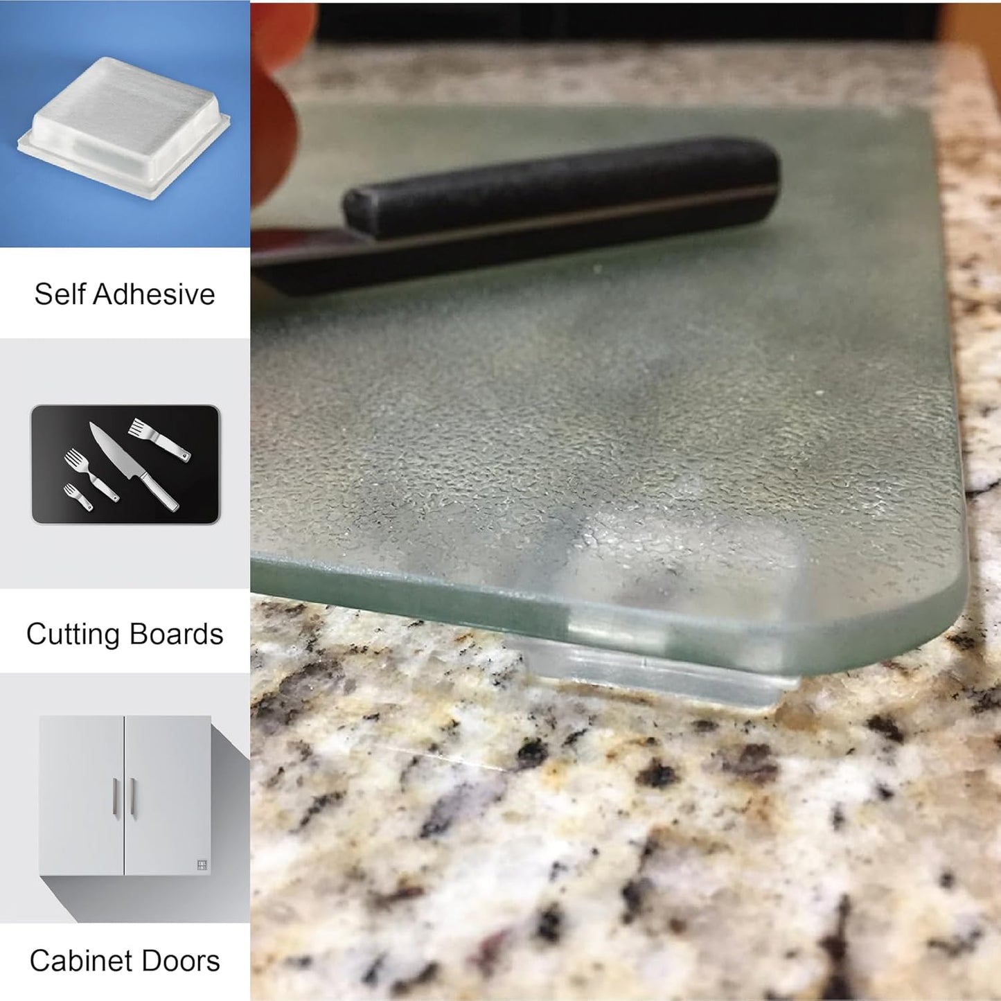 Clear Rubber Bumpers Large - Rubber Feet for Cutting Boards - Glass Table Top Bumpers, Picture Frame Spacers, Self Adhesive Furniture Pads - 1 Inch Square Self Stick Pads - 40 PCs