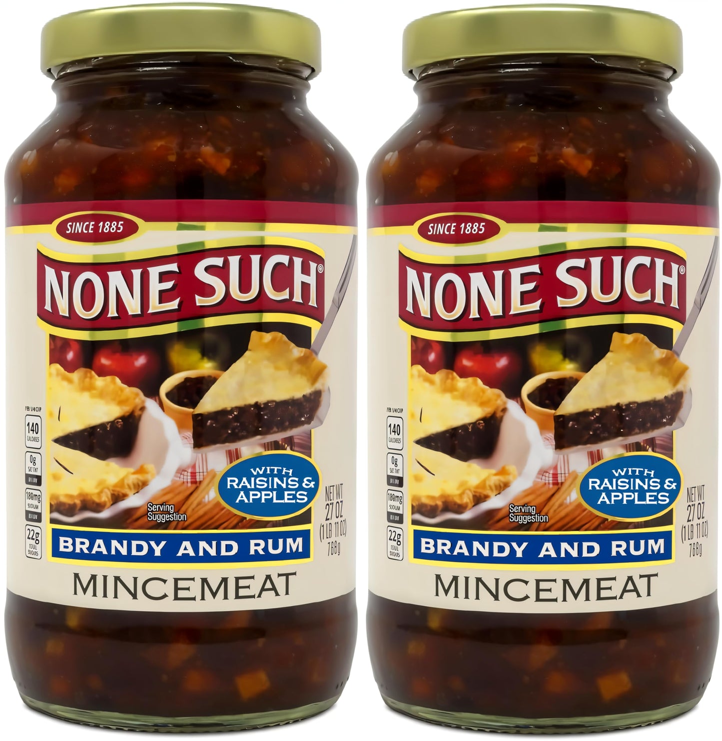 None Such Mincemeat Brandy and Rum  Pie Filling with Apples and Raisins  27 Ounce (Pack of 2)