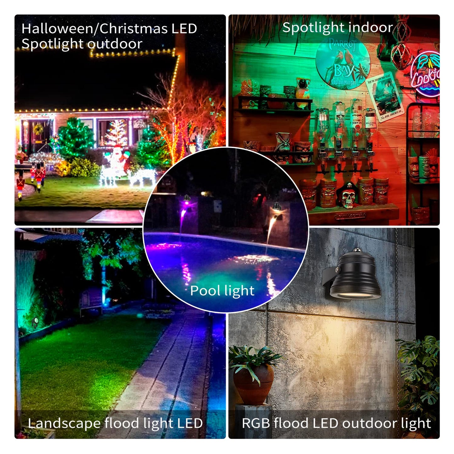Ruicaikun Smart Outdoor Lights, 15W App Control Dimmable Spotlights, 2 Pack, Waterproof Aluminum, Music Sync, For Yard And Garden