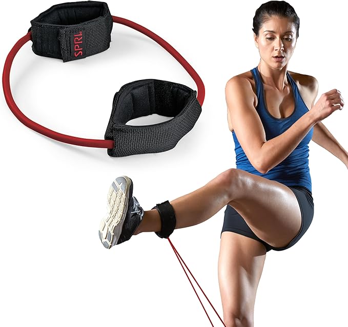 SPRI Xercuff Leg Resistance Band Exercise Cord with Non-Slip Padded Ankle Cuffs (All Bands Sold Separately) Portable for t...