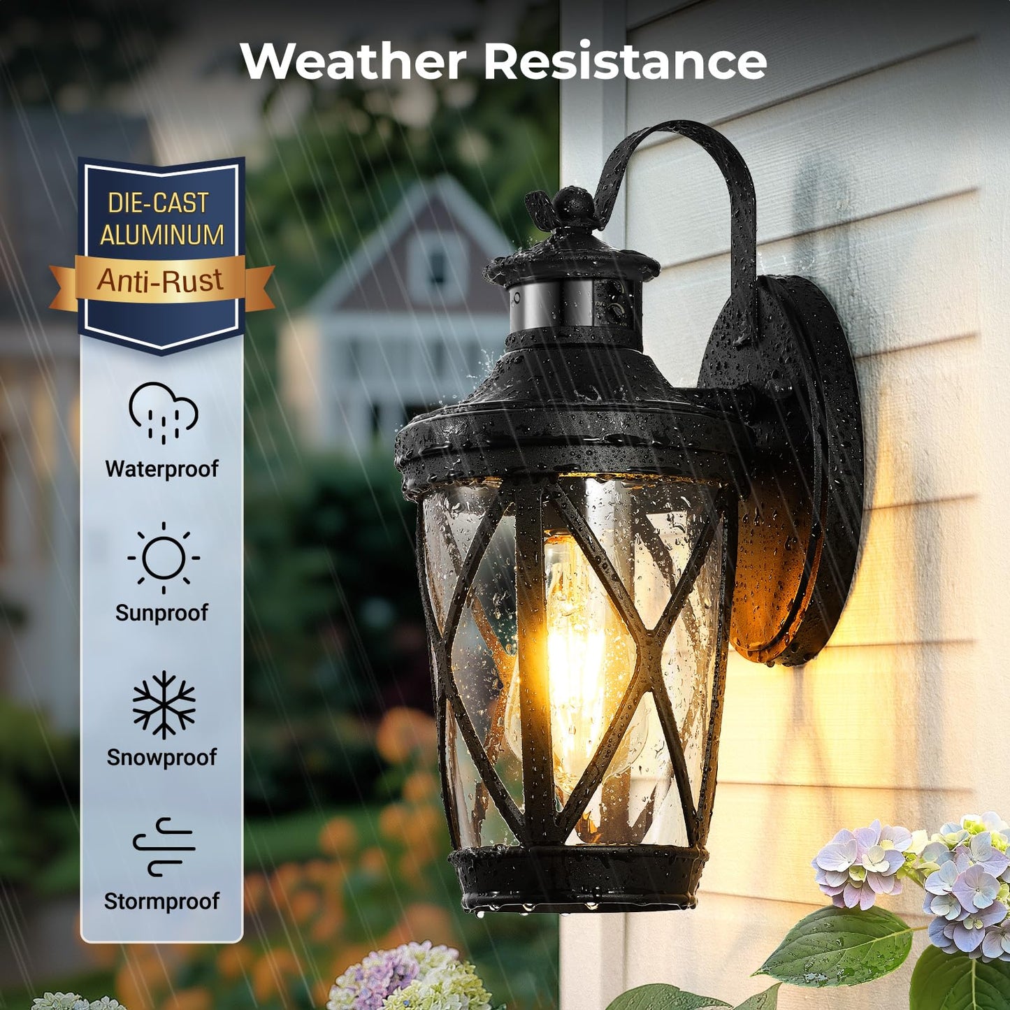 Vianis Motion Sensor Outdoor Lights  Modern Patio Lights Outdoor Waterproof  Black Exterior Lighting Fixtures Lanterns For House  100% Aluminum Outside Wall Mount Light Sconce For Garage  Porch  Coach