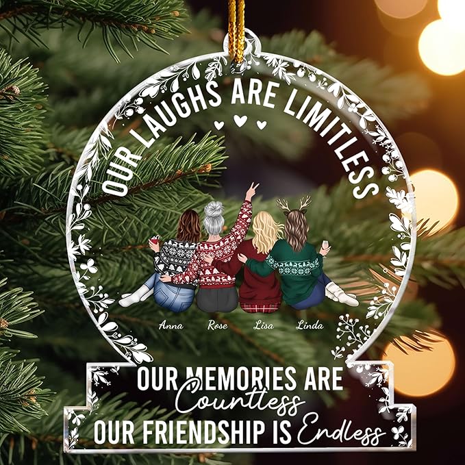 Macorner Personalized Friends Ornament, Our Memories are Countless, Our Friendship is Endless, Best Friend Ornaments for Christmas Tree Decorations Friendship Gifts for Friends Female Women