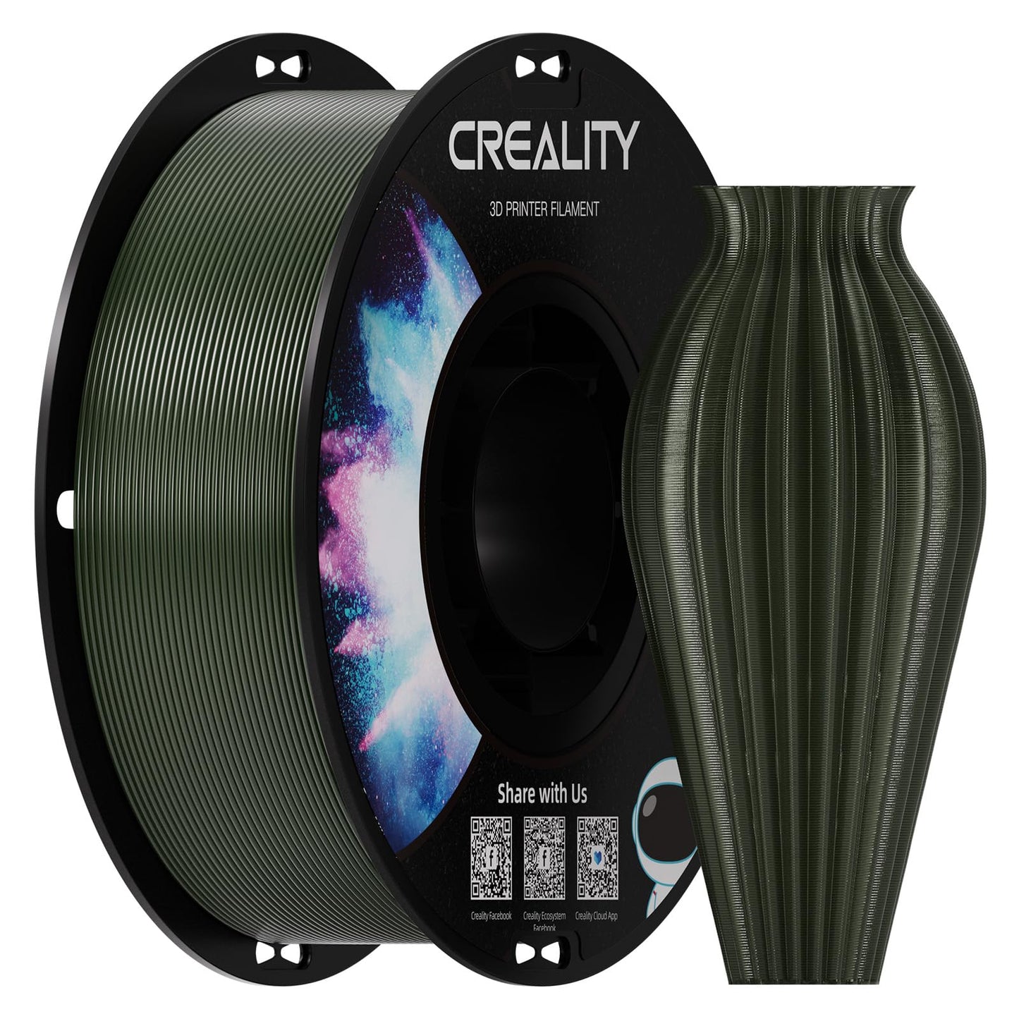 Creality PETG 3D Printing Filament 1.75mm, Excellent Toughness High Precision, Odorless Non-Toxic Moistureproof, 1kg(2.2lbs) Glo