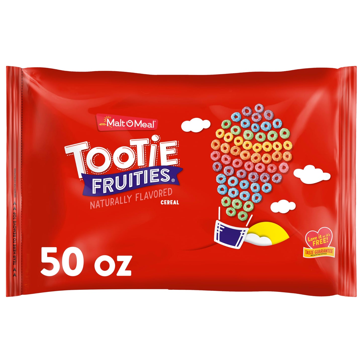 Malt-O-Meal Tootie Fruities Breakfast Cereal, Colorful and Fruity Cereal for the Family, Family Cereal Size, 50 OZ Resealable Ce