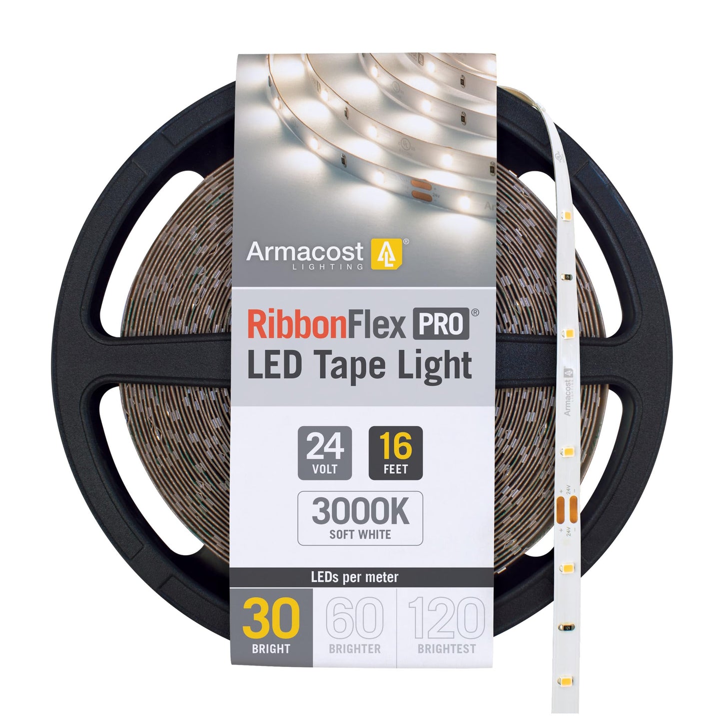 Armacost Lighting Ribbonflex Pro 24V White Led Strip Lights 30 Led/M  3000K  16.4 Ft 144230