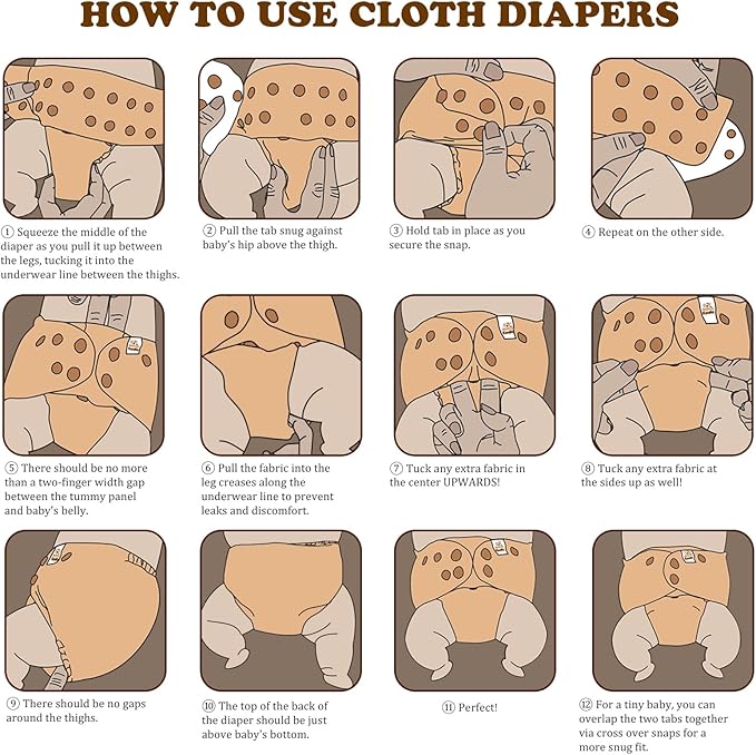 Mama Koala 3.0 Pocket Cloth Diapers for Babies with AWJ Lining, 6 Pack with 6 5-Layer Natural Cloth Diaper Inserts - Reusable and Washable Pocket Diapers(A-Love Animals)