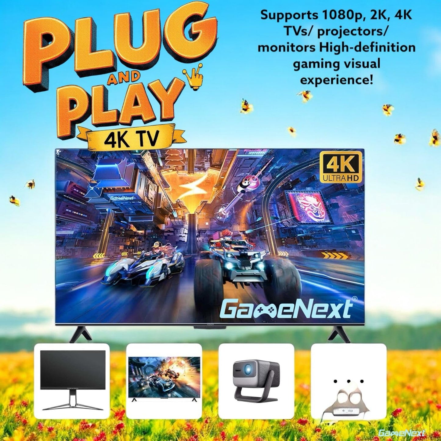 GameNext 2025 New Retro Game Console, Nostalgia Gaming Stick, Classic Video Games with 4K HDMI, 20,000+ Games and 23 Emulators, Upgraded Dual 2.4G Wireless Controllers 64GB