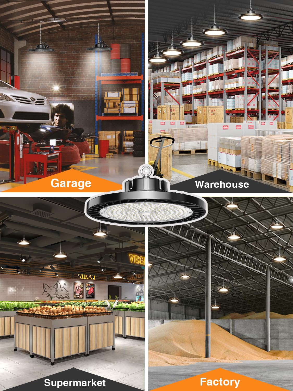 Onlylux Ufo Led High Bay Lights 5000K 150W 6 Pack  Led Shop Lights Commercial Bay Lighting For Garage Workshop Warehouse  Super Bright Daylight  22500 Lm  120V  Power Cord Included