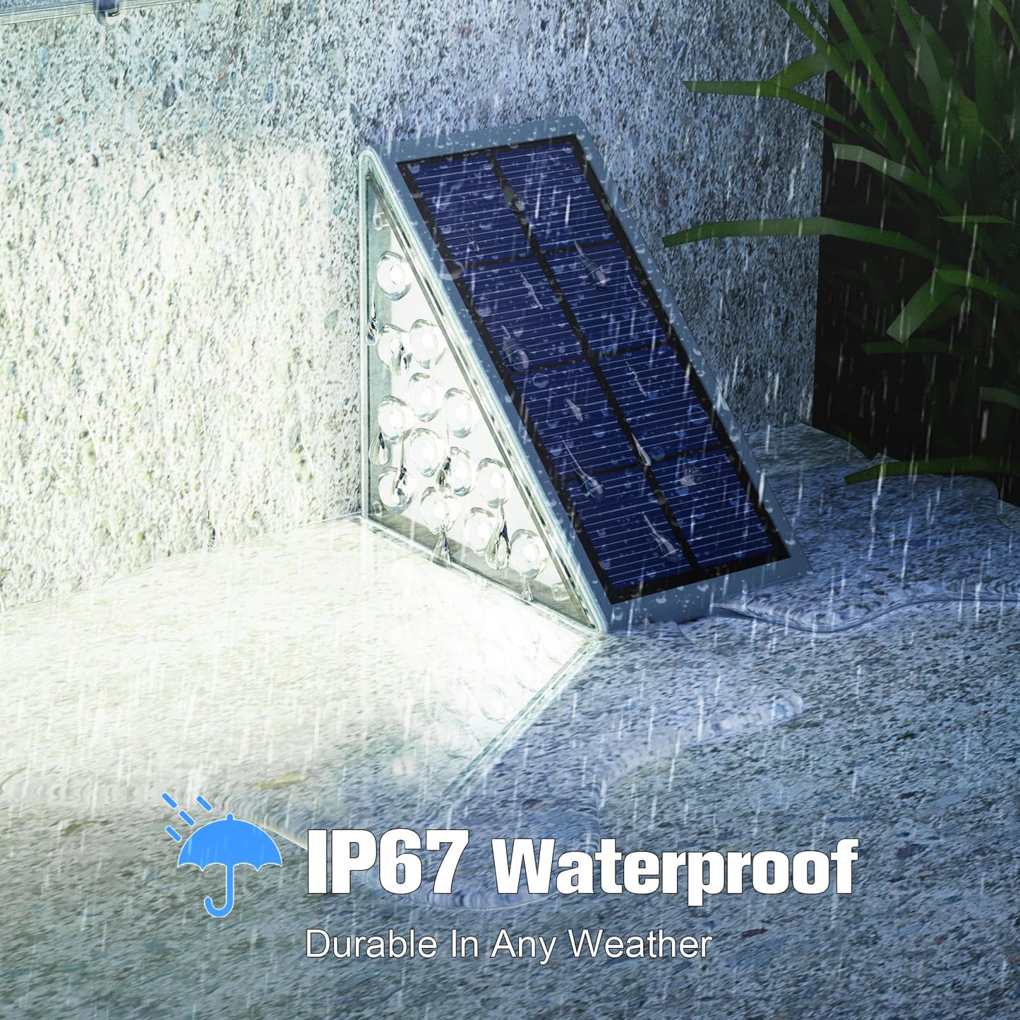 VOLISUN Solar Stair Lights, Waterproof IP67, 24 Pack, 13 LEDs, Cool White, Outdoor Step Lighting Decor, Model 21447ZM