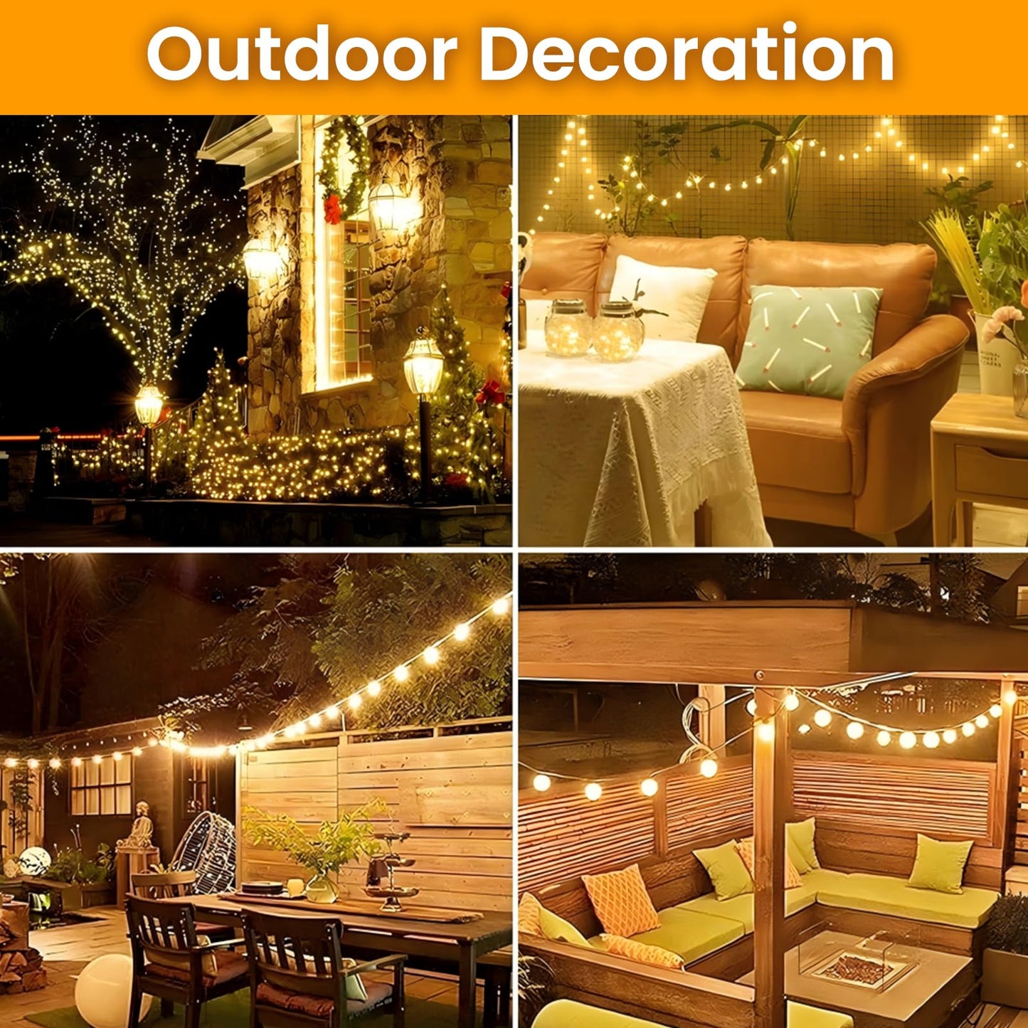 Dailyart Globe String Lights, 100 Led, 59Ft Warm White Fairy Lights, Waterproof, 8 Modes, Remote Control For Indoor/Outdoor Use