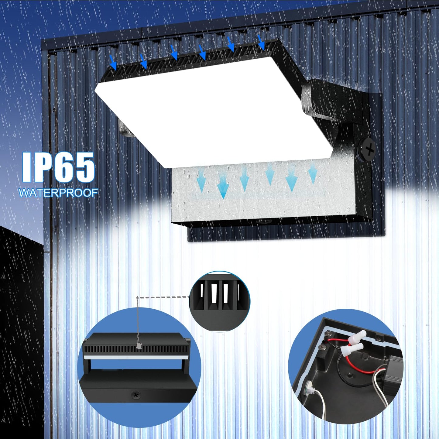 Juyace 120W Led Wall Pack Light Outdoor Security Flood Lighting Exterior Fixtures 360 Rotation 5000K For Garage Yard Barn Area Backyard Building
