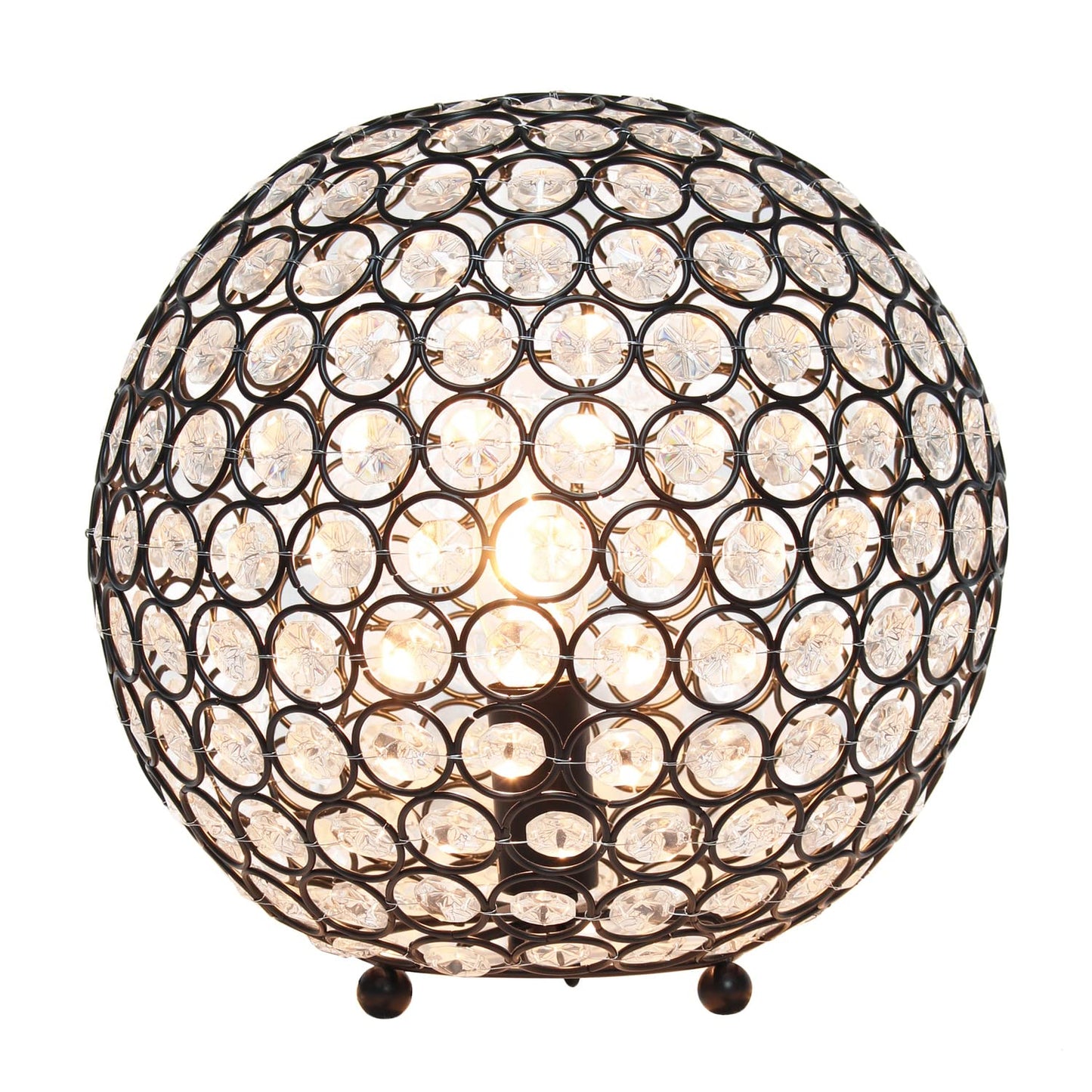 Lalia Home Table Lamp - 10in Contemporary Metal Crystal Sphere - Restoration Bronze - Model 1270-LHT-3013-RZ