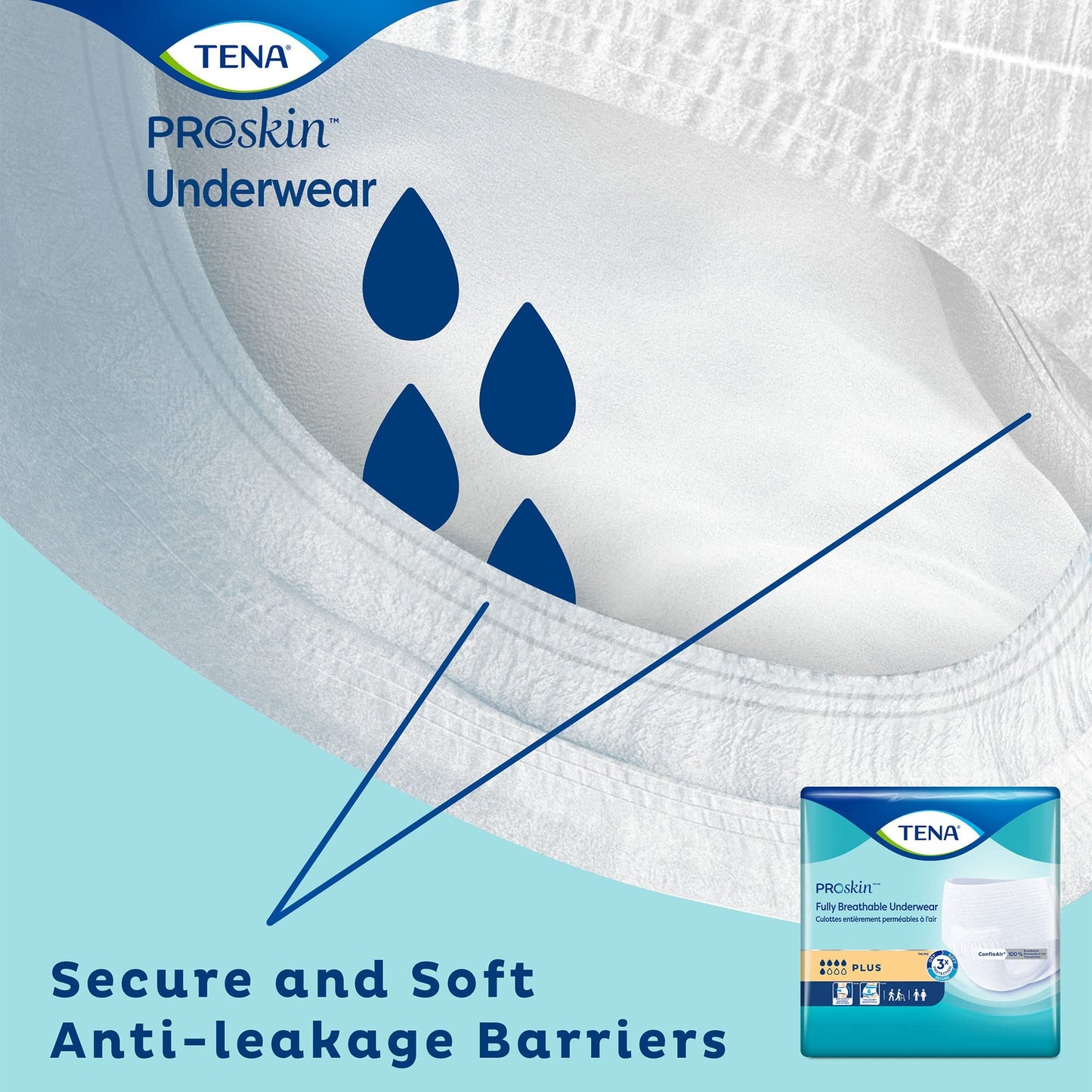 TENA ProSkin Plus Disposable Underwear Pull On with Tear Away Seams Large, 72633, 18 Ct