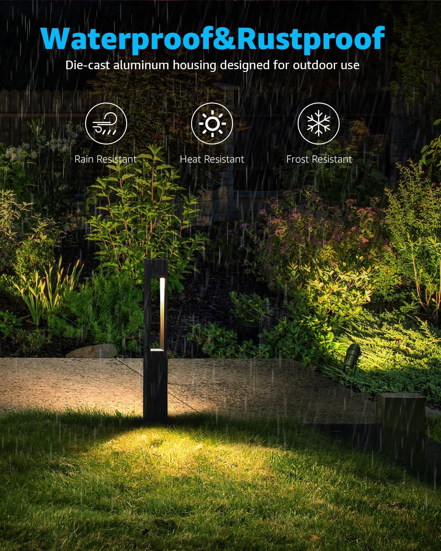 Sunvie 12-Pack Low Voltage Pathway Lights Wired With Spotlights Led Outdoor Landscape Lighting Kit For Path  Garden  Yard  Patio  Cast-Aluminum  Ip65 Waterproof  12-24V Ac/Dc  3000K Warm White  Black