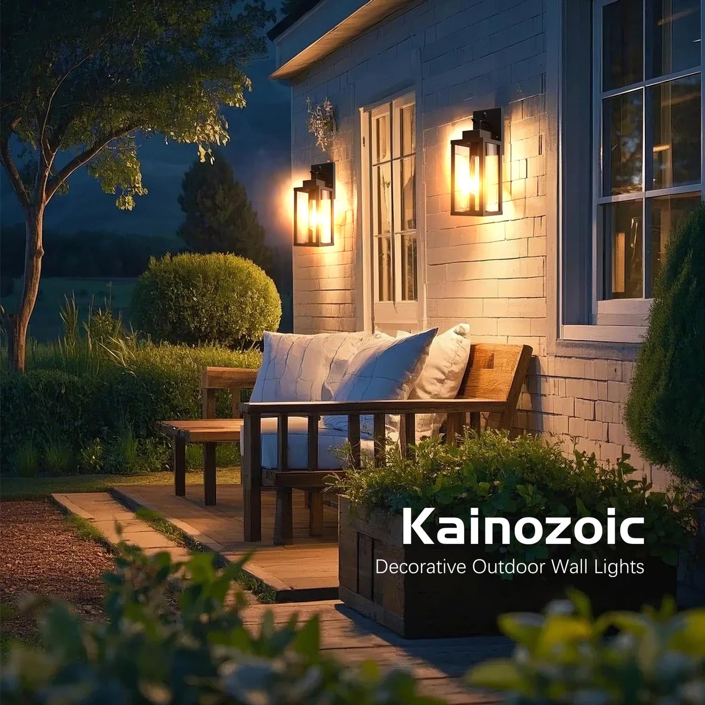 Kainozoic Motion Sensor Dawn To Dusk Outdoor Sensor Light Fixture Anti-Rust Exterior Wall Lighting Waterproof Outdoor Wall Lantern For Porch Patio Front Door Garage - 2 Pack