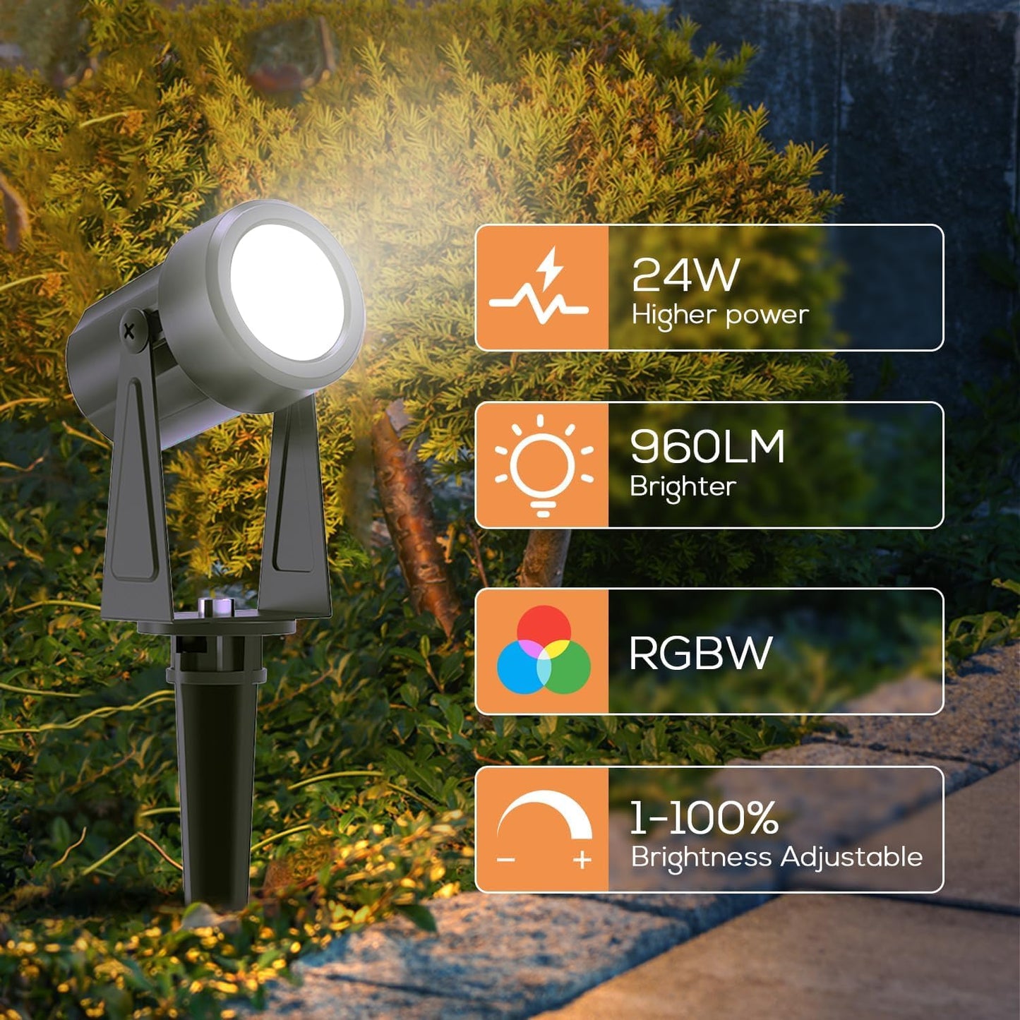 Sunthin Outdoor Landscape Lighting With Remote  Rgbw Color Changing Spot Uplights  16 Pack (8 Pack*2)