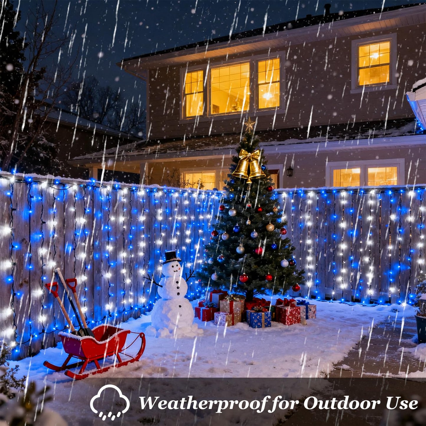 750 Led Christmas String Lights Outdoor  240Ft Twinkle Fairy Lights With Timer & Memory  12 Modes Dimmable Waterproof Tree Light For House Patio Wedding Party Christmas Decororations  Blue & White