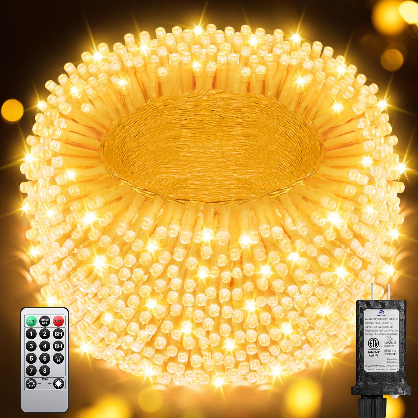 Jixxulvu 552Ft 1400Led Warm White Christmas Lights Outdoor  Extra Long Outdoor String Lights Waterproof  Timer & Memory  8 Modes Dimmable Plug In Fairy For Outside Tree Wedding Patry