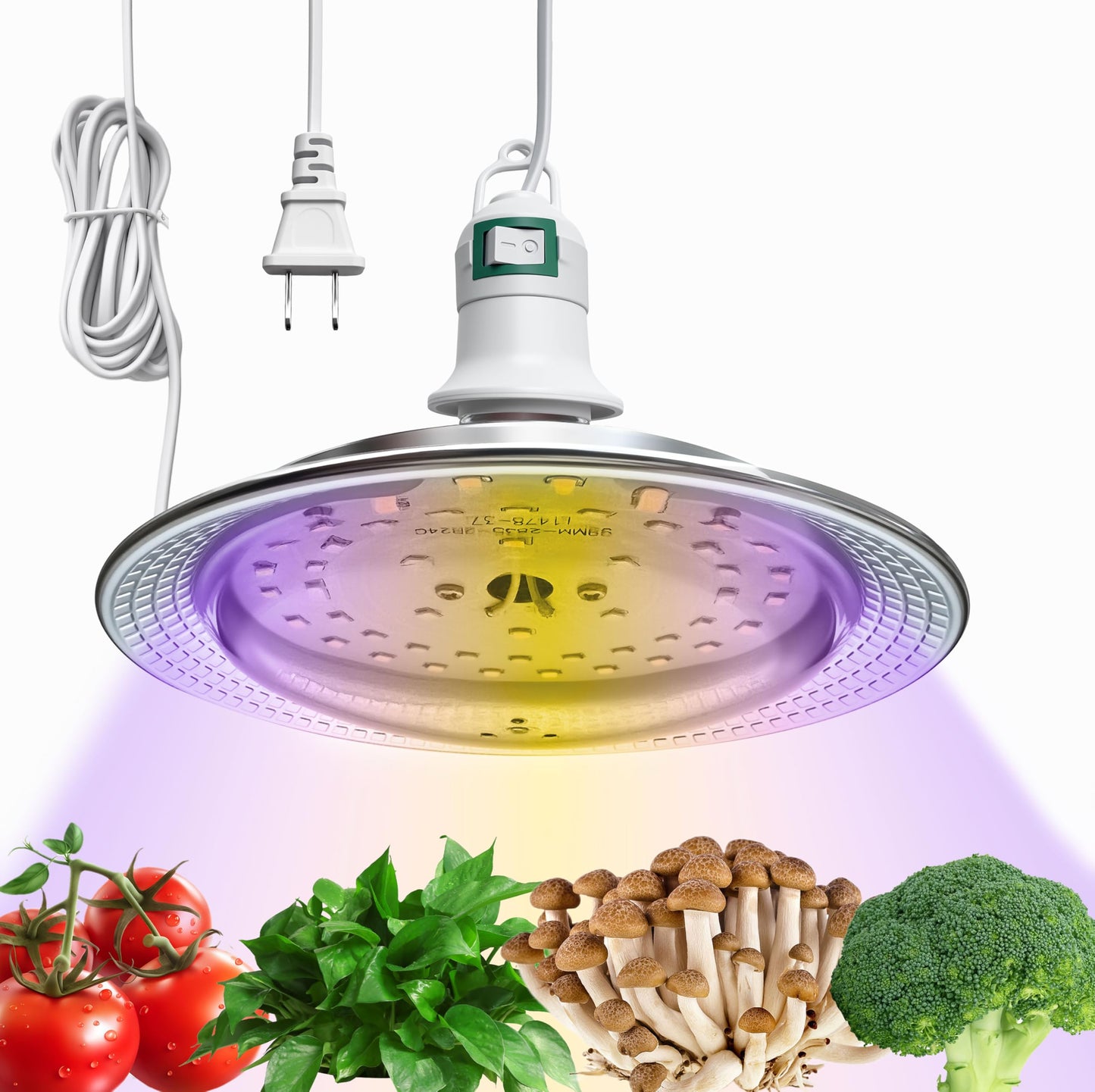 Ehaijia LED Growing Light for Mushroom Kit, Dual Spectrum, 7.8 Ft Extension Cord, Silver, Model MGD01