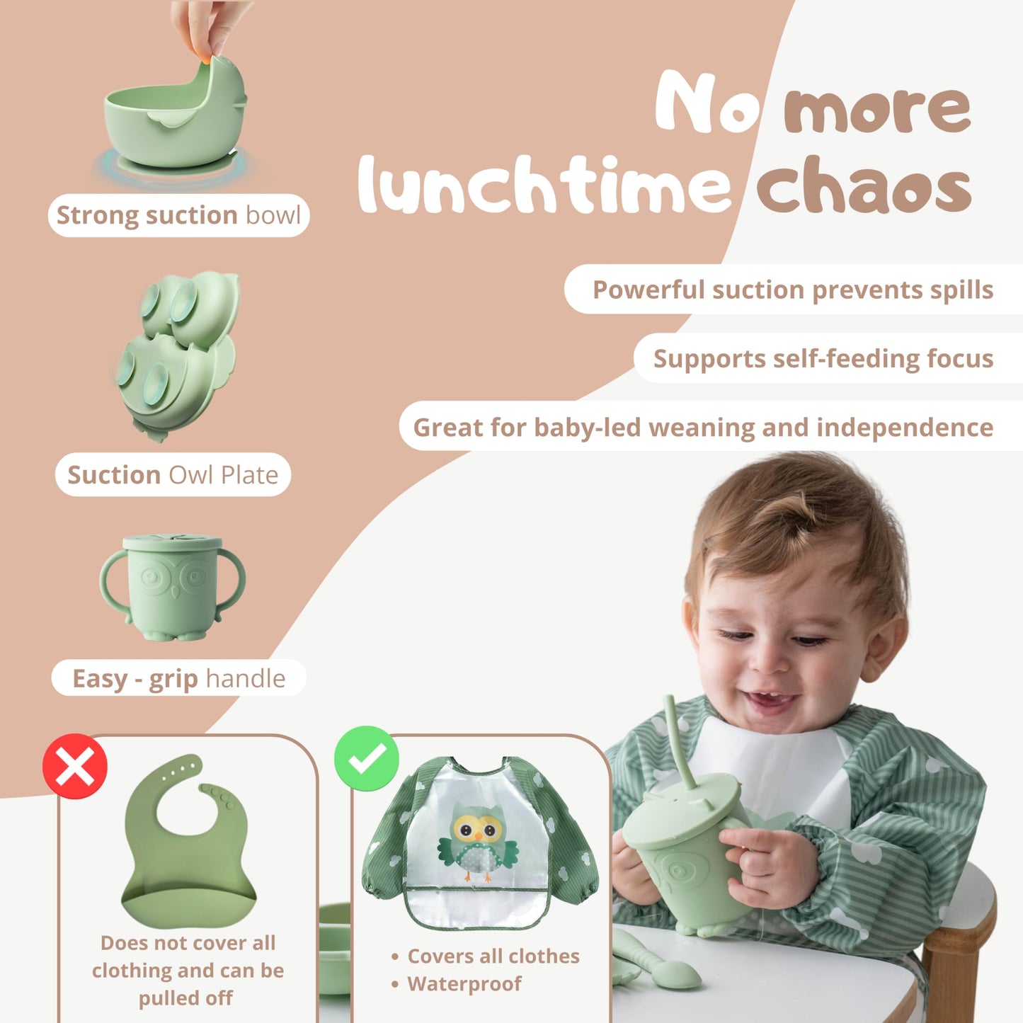 Gianni Silicone Baby Feeding Set 6-12 Months BPA-Free 10 PCS – Baby Suction Plate and Bowl set Utensils
