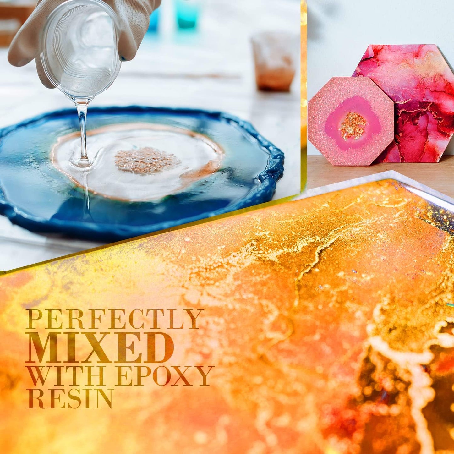 Orange Mica Powder for Epoxy Resin 56g / 2oz. Jar - Techarooz 2 Tone Resin Dye Color Pigment Powder for Lip Gloss, Nails, Colorant for Slime Bath Bombs Soap Making & Polymer Clay