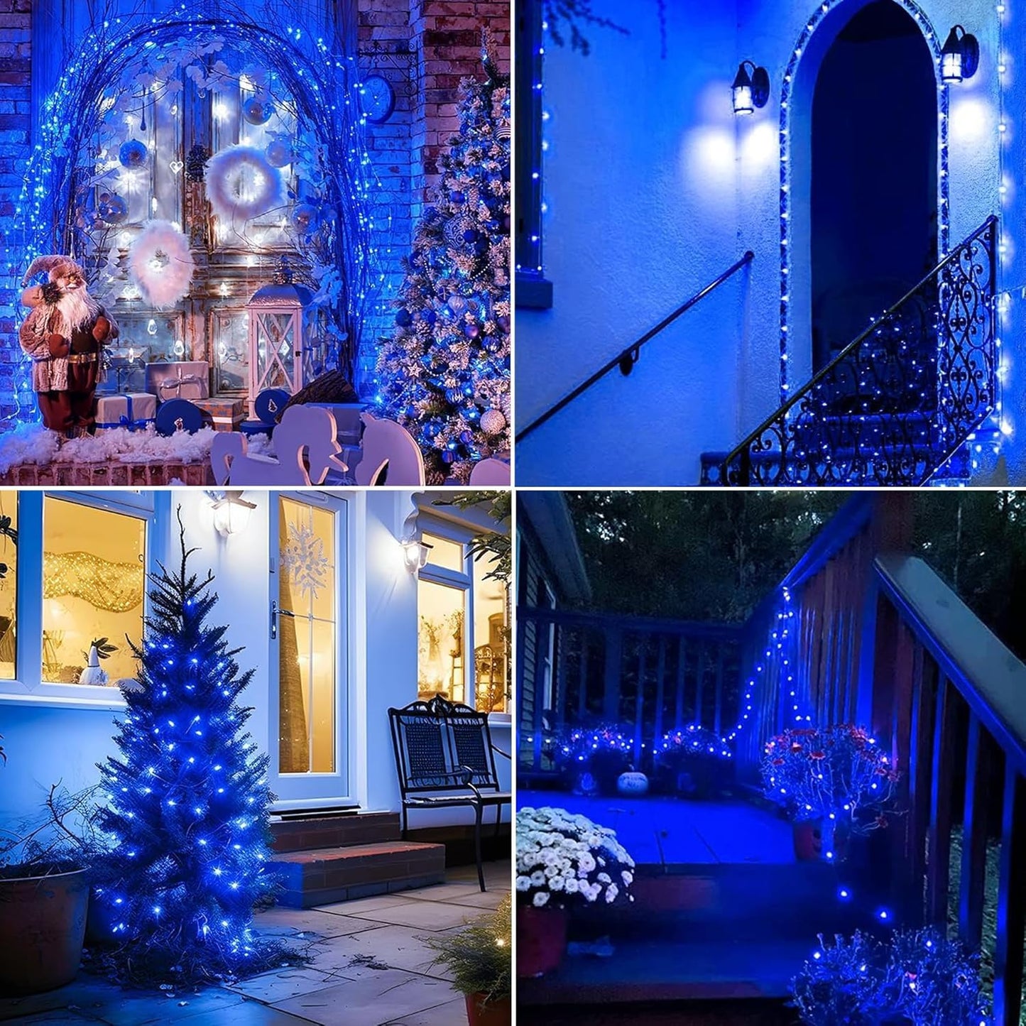 Lomotech Solar String Lights - 200LED Waterproof Fairy Lights, 66ft, Blue, 8 Modes, Outdoor, Patio, Garden, Wedding, Party Decor