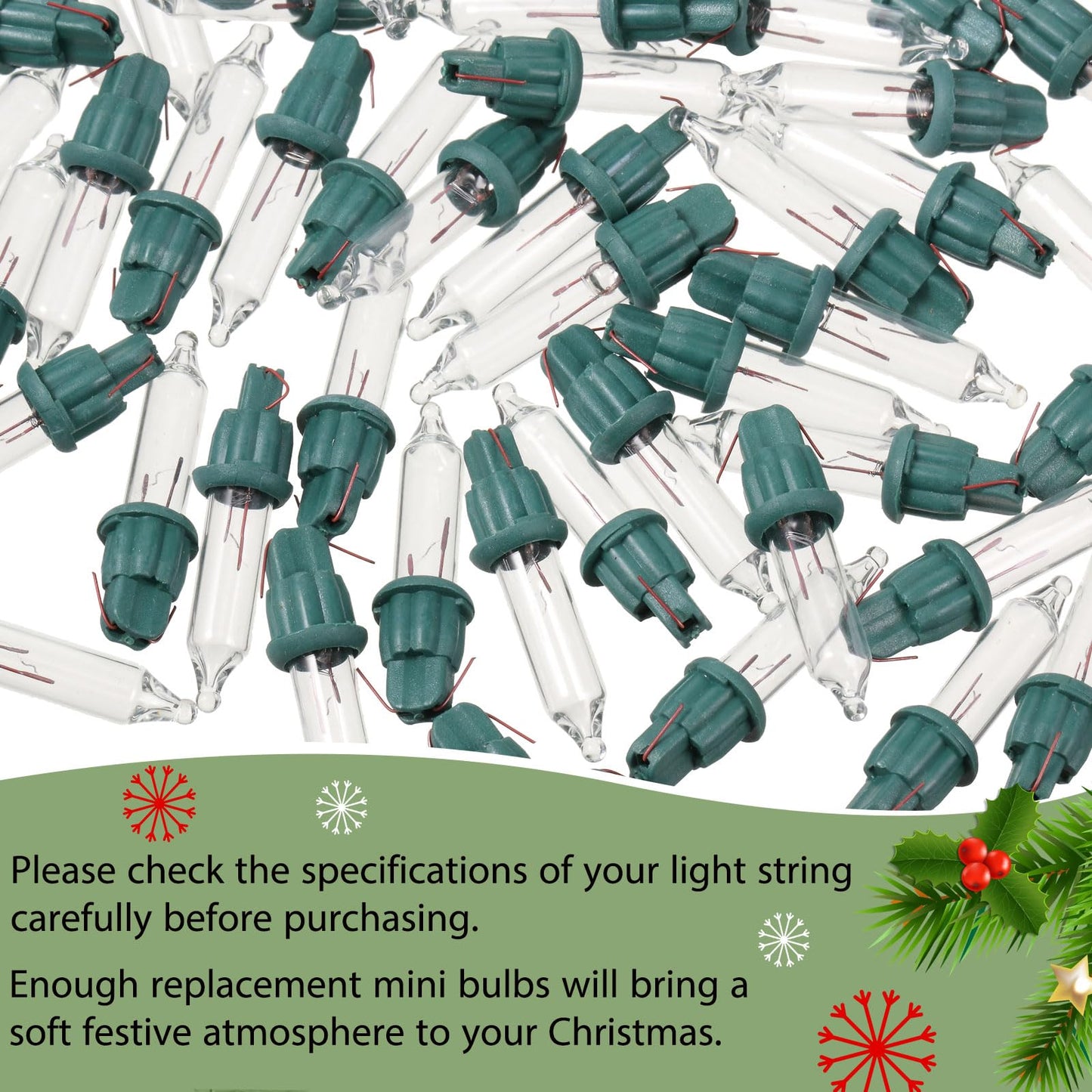 Mudder 80 Count Christmas Replacement Mini Light Bulbs With Base Christmas Tree Incandescent Wire String Lights Replacement Bulbs For Xmas Indoor Outdoor Decor(Warm White 12Vx0.08A)