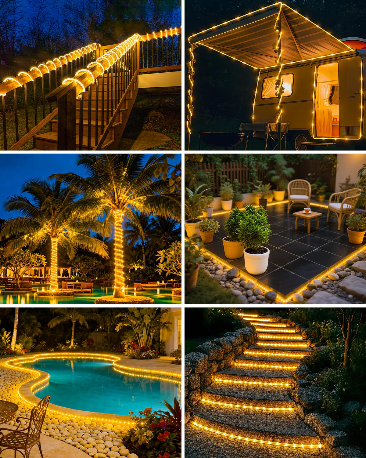 Btfarm 2 Pack Solar Rope Lights Outdoor  120Led 46Ft Solar String Lights Outside Waterproof  8 Lighting Modes Tree Tube Fairy Light Solar Powered For Garden Christmas Yard Party Decoration  Warm White