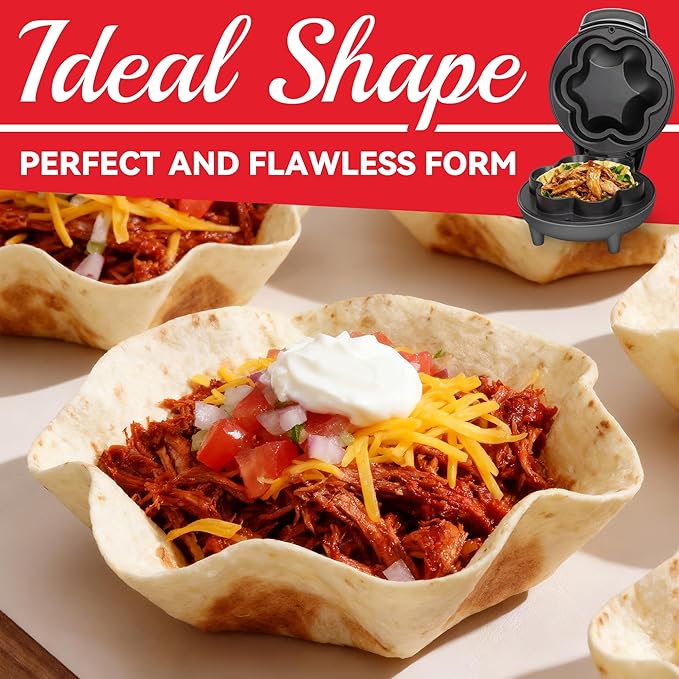 SurgarWhisk Tortilla Bowl Maker, Quesadilla Maker, Taco Tuesday Kit With Tostada Shells Mold Bowls, Taco Shell Mold Bowls Perfect For Baked Taco Bowls, Taco salad, Tostadas, 7-inch tortillas, Graphite
