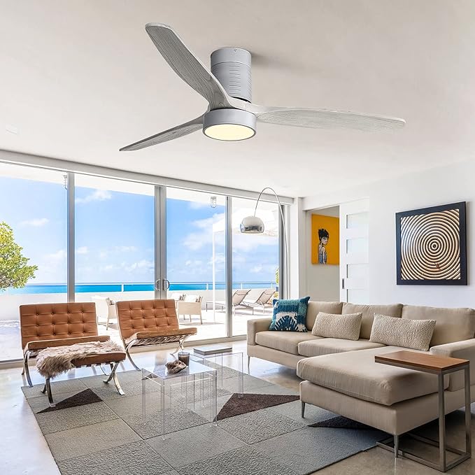 NicBex Ceiling Fan 52 Inch Ceiling Fans with Lights Ceiling Fan with 3 Blades and Remote Control Reversible DC Motor Ceiling Fan for Bedroom, Living Room, Gray