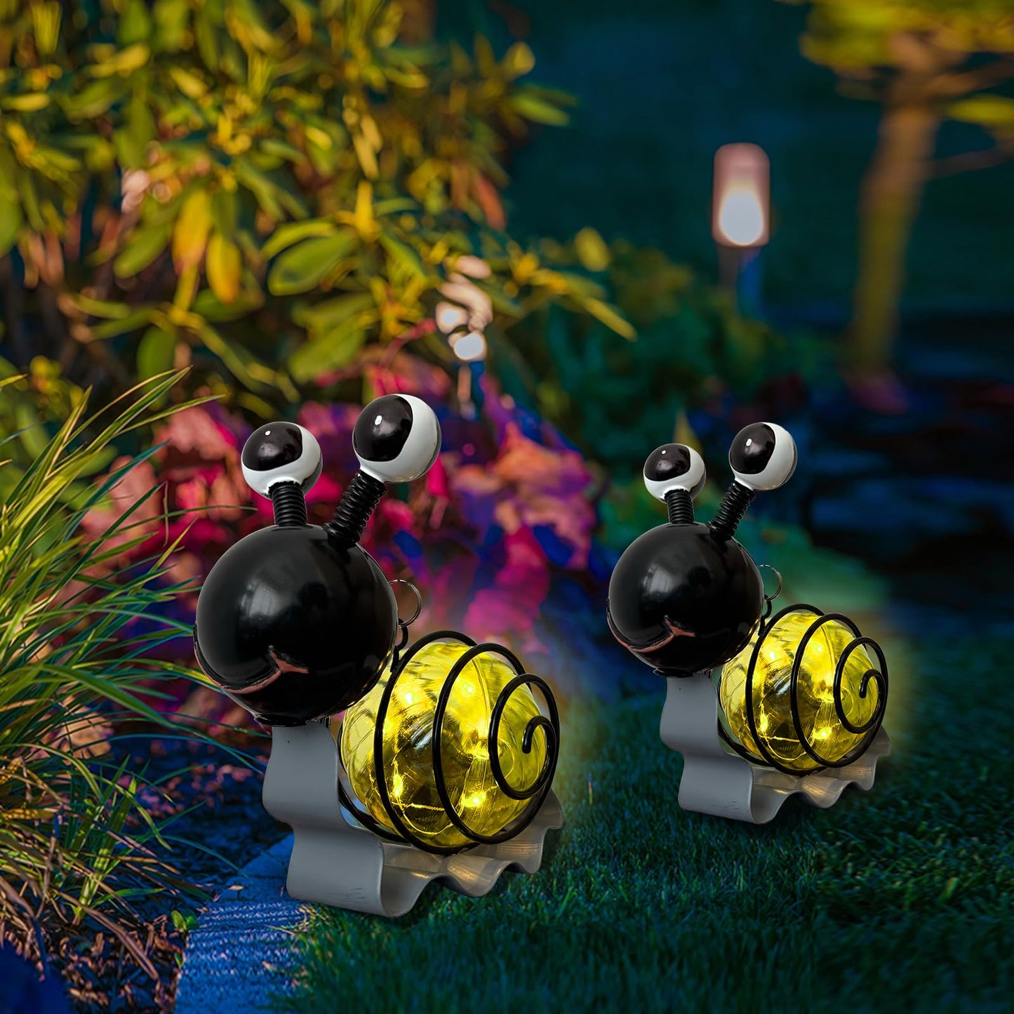 Evolux Solar Outdoor Snail Lights For Garden - Outdoor Statues Figurine Lights For Lawn  Patio  Balcony  Yard Ornament Cut Housewarming Gifts(2 Pcs)