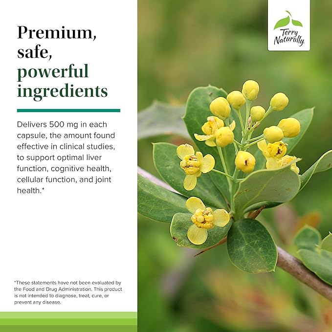 Terry Naturally Berberine - Dietary Supplement with Berberine - Liver Health Supplement for Metabolism Support - Joint Health Support for Men & Women - 60 Capsules
