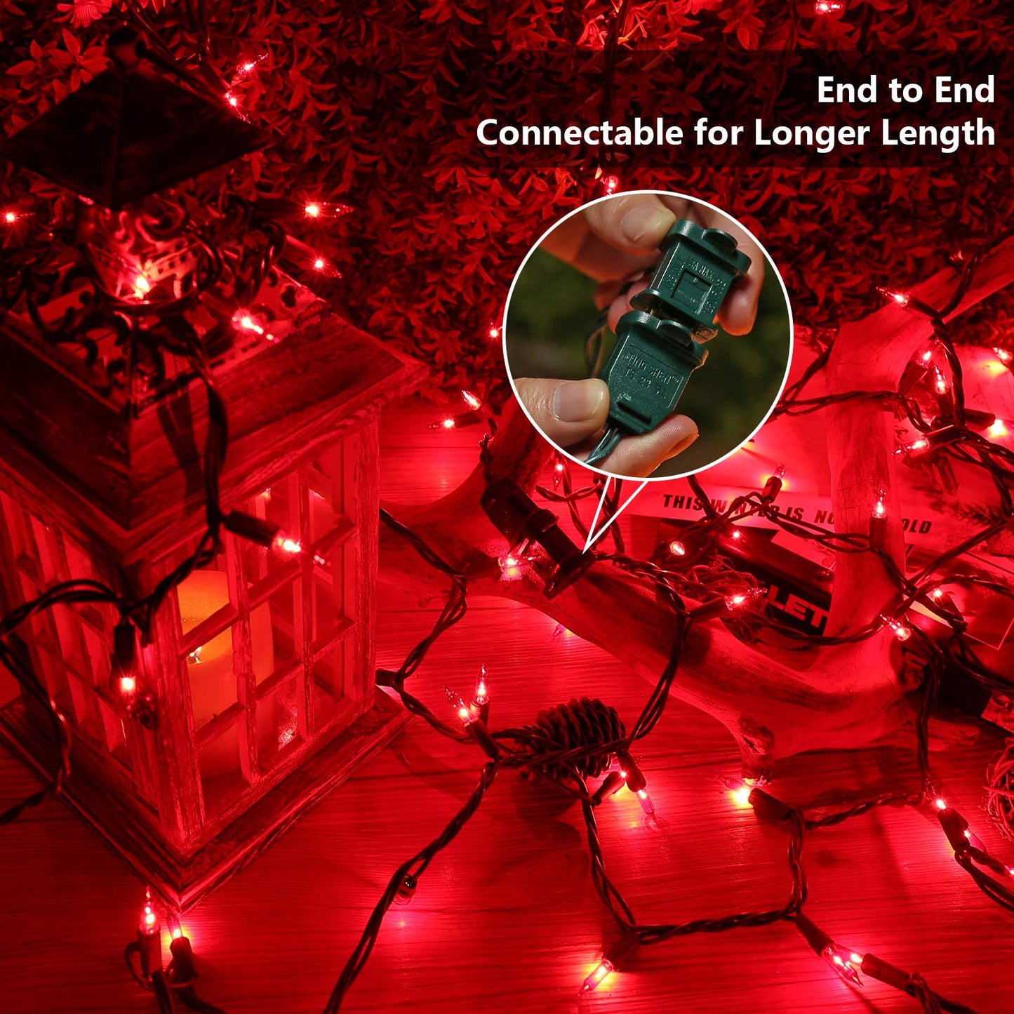 Brizlabs Red Christmas String Lights - 300 Count, 69.6Ft, Ul Certified Indoor/Outdoor, Connectable Incandescent Decor For Xmas Tree & Garden