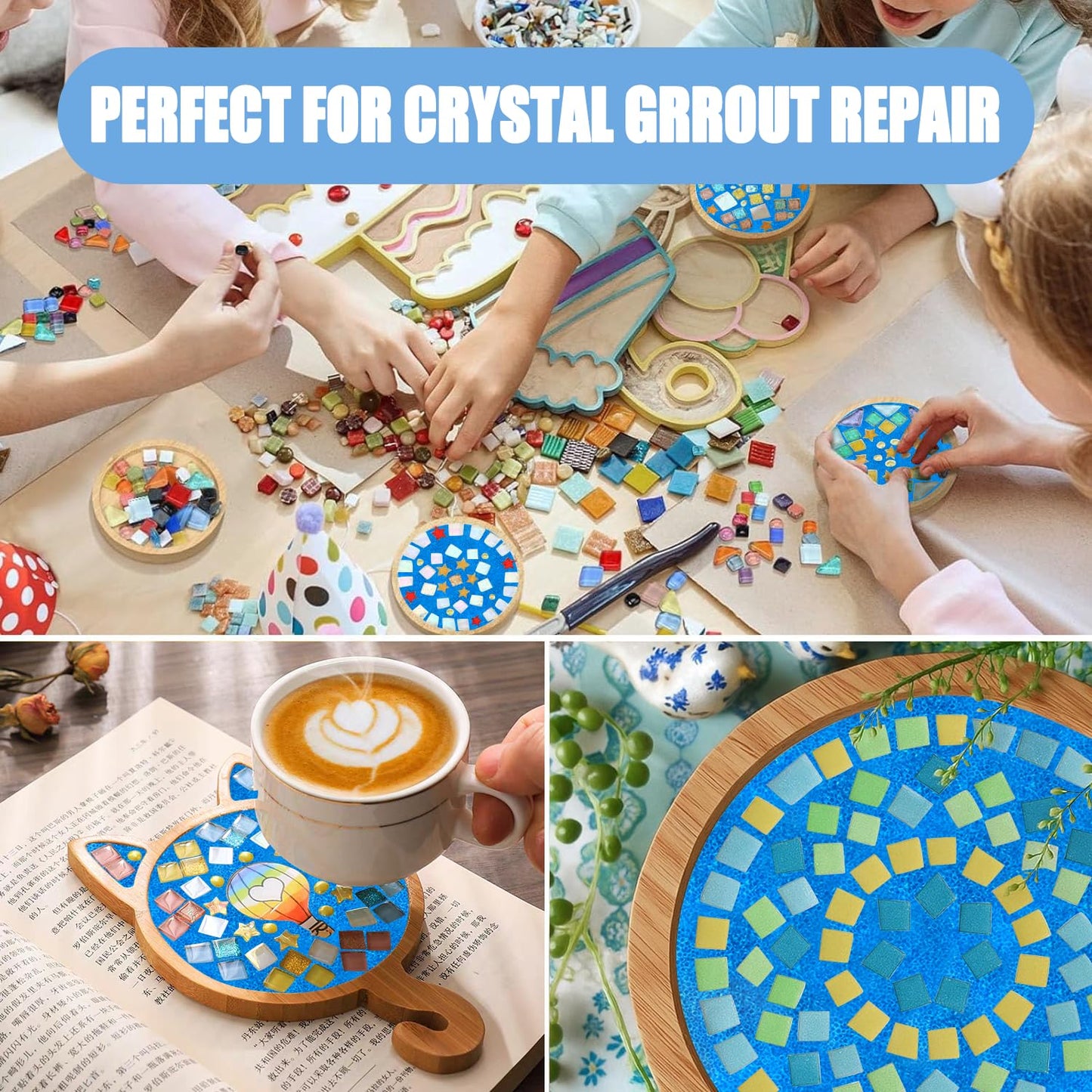 Mosaic Crystal Grout, Mosaics Tile Tools, Mosaic Tile Accessories – Essential for Handmade Grouting and Perfect for DIY Craft Projects (Blue, 8.8oz)