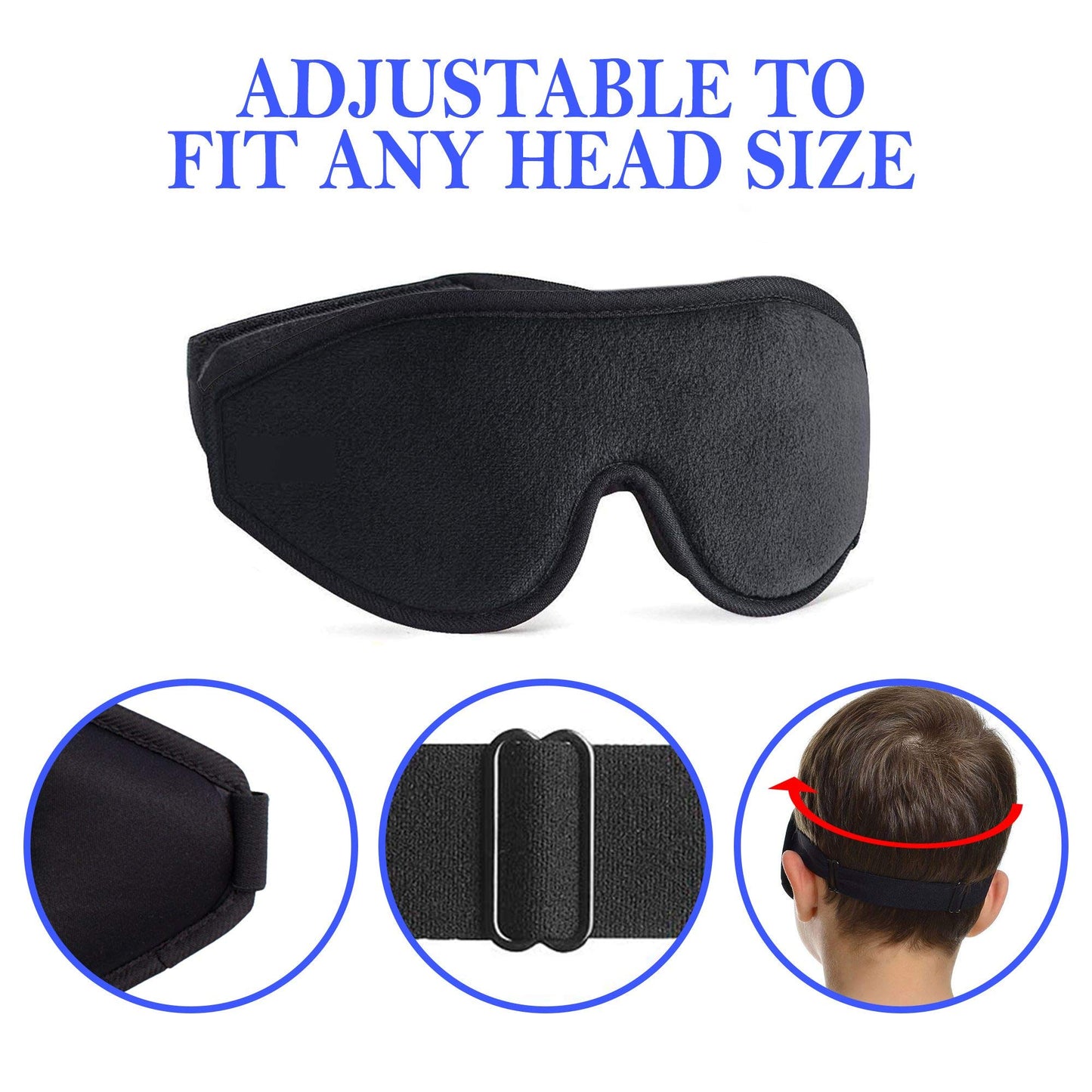 ASTRA VENA 3D Sleep Mask for Kids, Light Block Sleeping Blindfold Memory Foam Contoured Eye Mask for Sleep, Adjustable Strap Eye Cover and Travel Sleep Mask for Boys Girls, Dark Blue