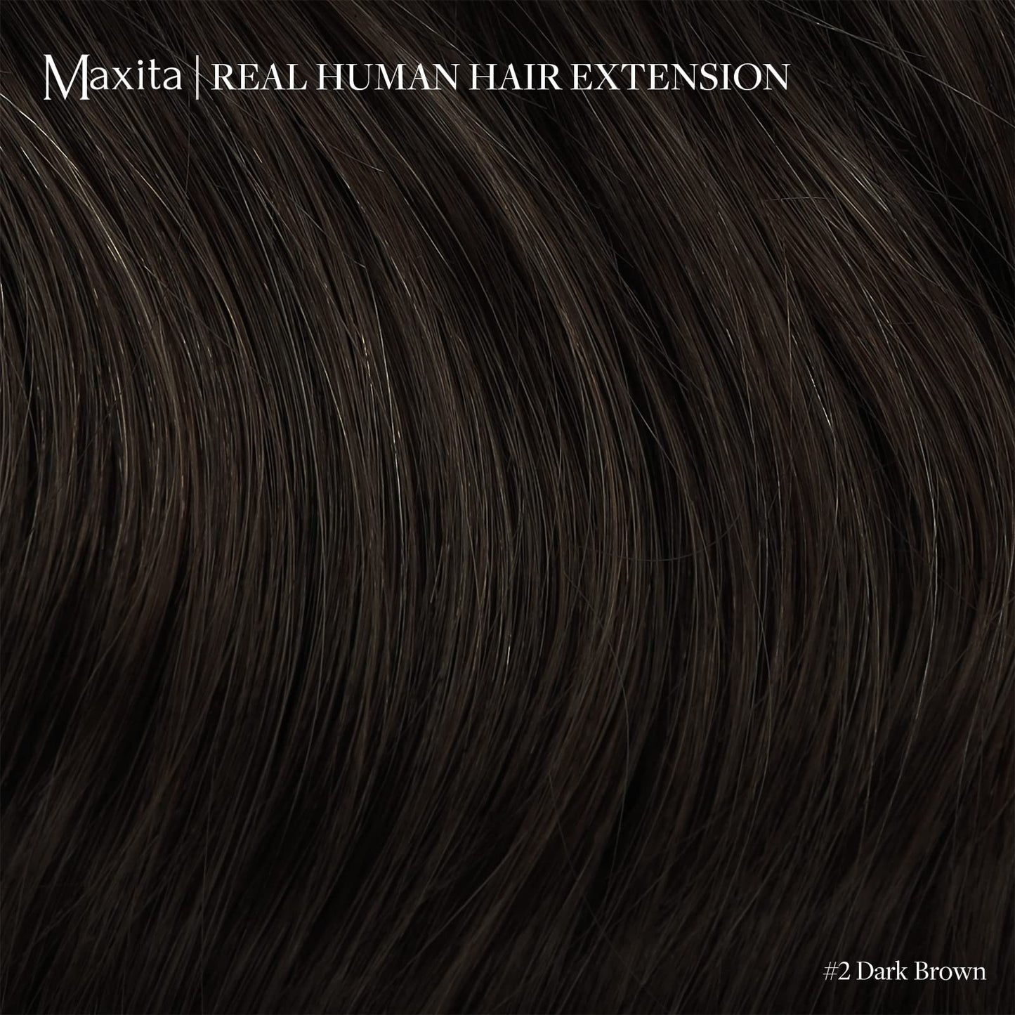 MAXITA Clip in Human Hair Extensions, 16 Inch 130g 7pcs Dark Brown, Seamless Real Remy Natural Straight
