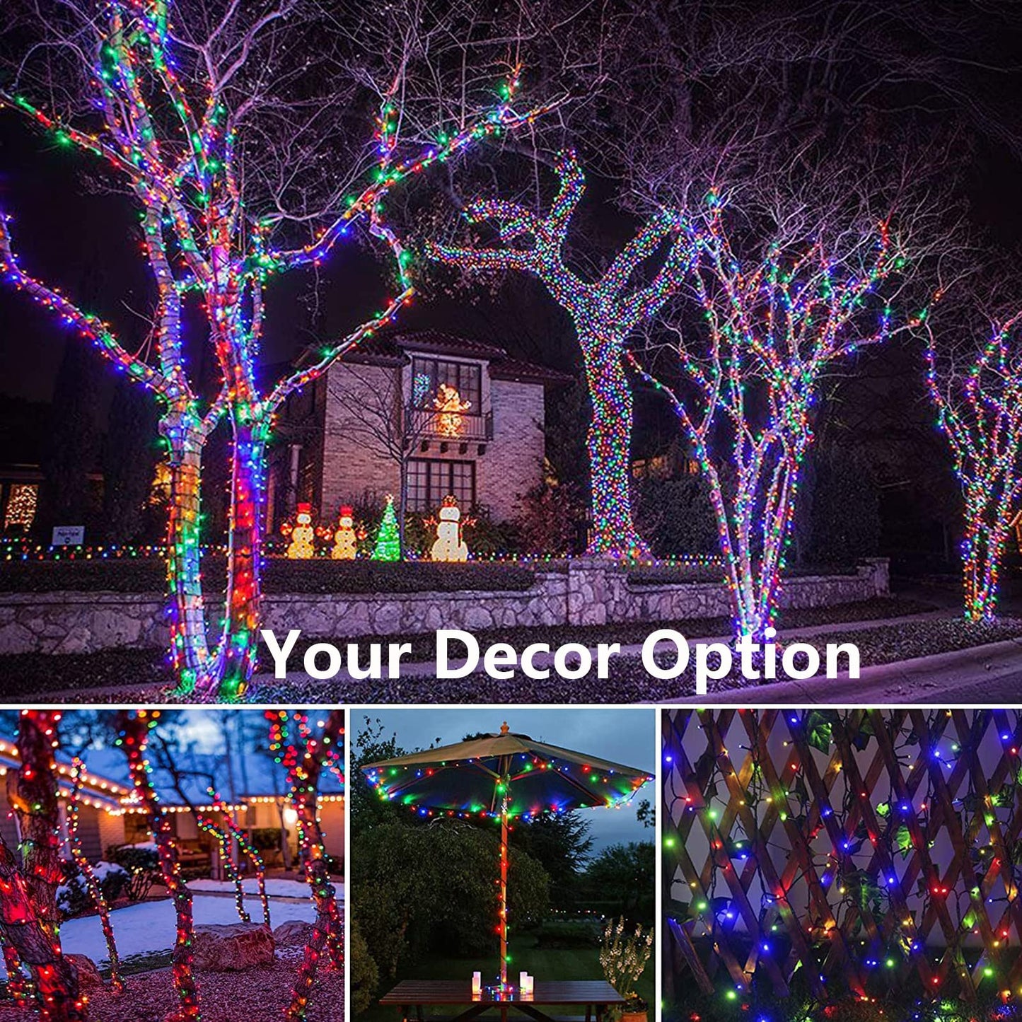 Joomer Solar String Lights, 156FT 400LED, 8 Lighting Modes, Waterproof, Outdoor Fairy Lights, Multicolor