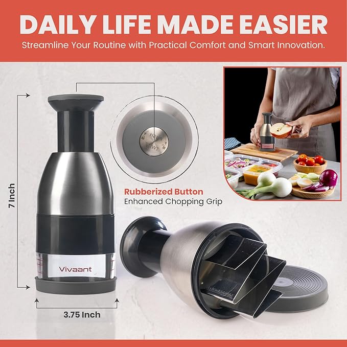 Manual Hand Chopper - Versatile Food Dicer, Vegetable slicer and Onion Chopper, Handy Nut Chopper, Garlic Mincer and Onion cutter, Tomato - Efficient and Quick Kitchen Aid