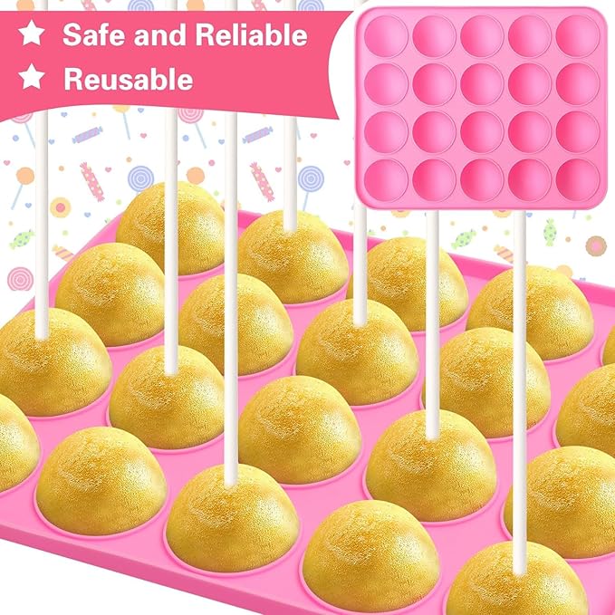 Cake Pop Molds Kit 606PCS Lollipop Cake Pop Set, 1 Cake Pop Scooper and Decorating Pen, 200 Cake Pop Sticks and 200 Wrappers, 200 Twist Ties for Lollipop, Candies, Chocolates