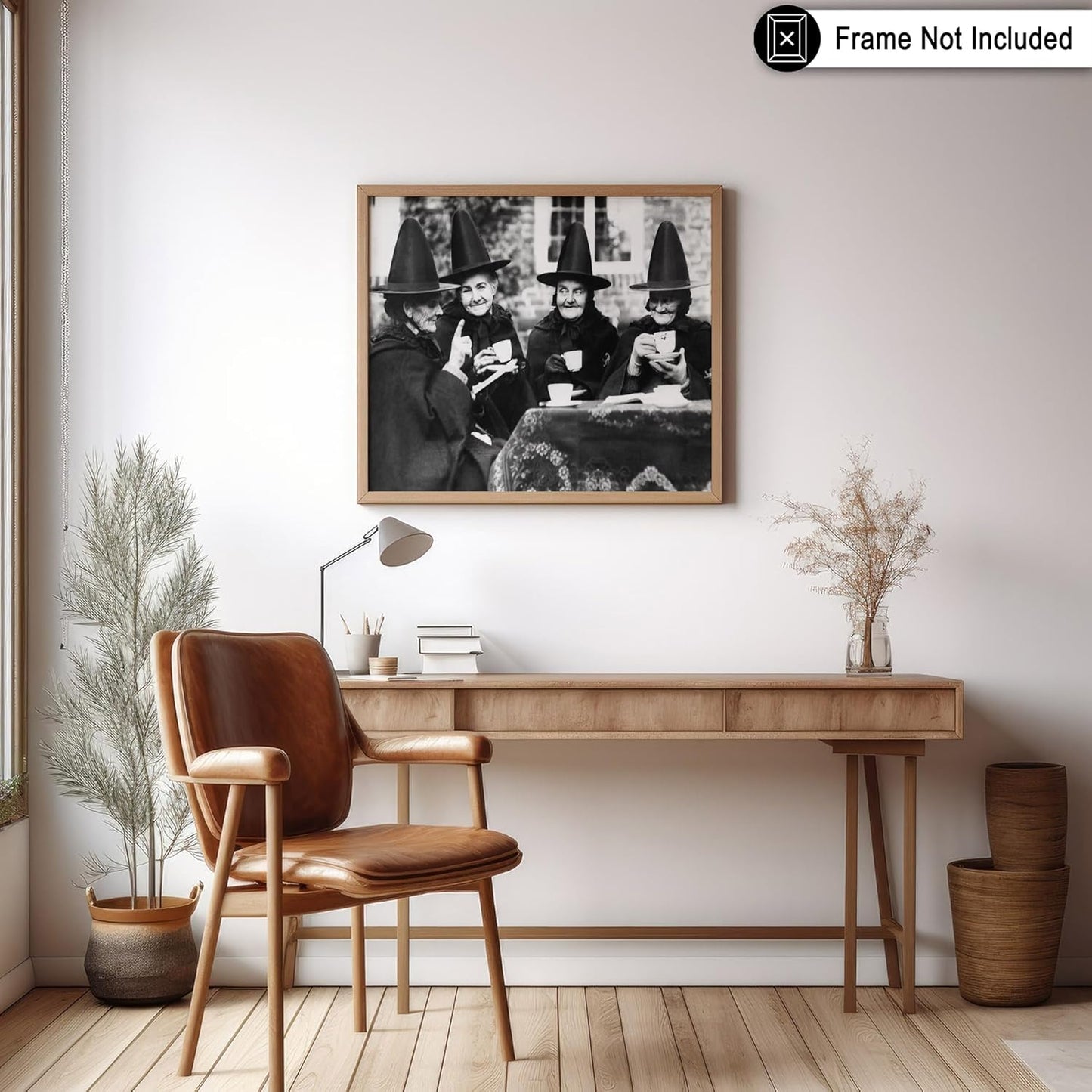 Poster Master Classic Photograph Poster - Vintage Halloween Print - Gift for Artist, Friend - Witches Tea Party, Old Women Smiling, Wearing Robes - Wall Decor for Living Room, 18x24 Unframed Wall Art
